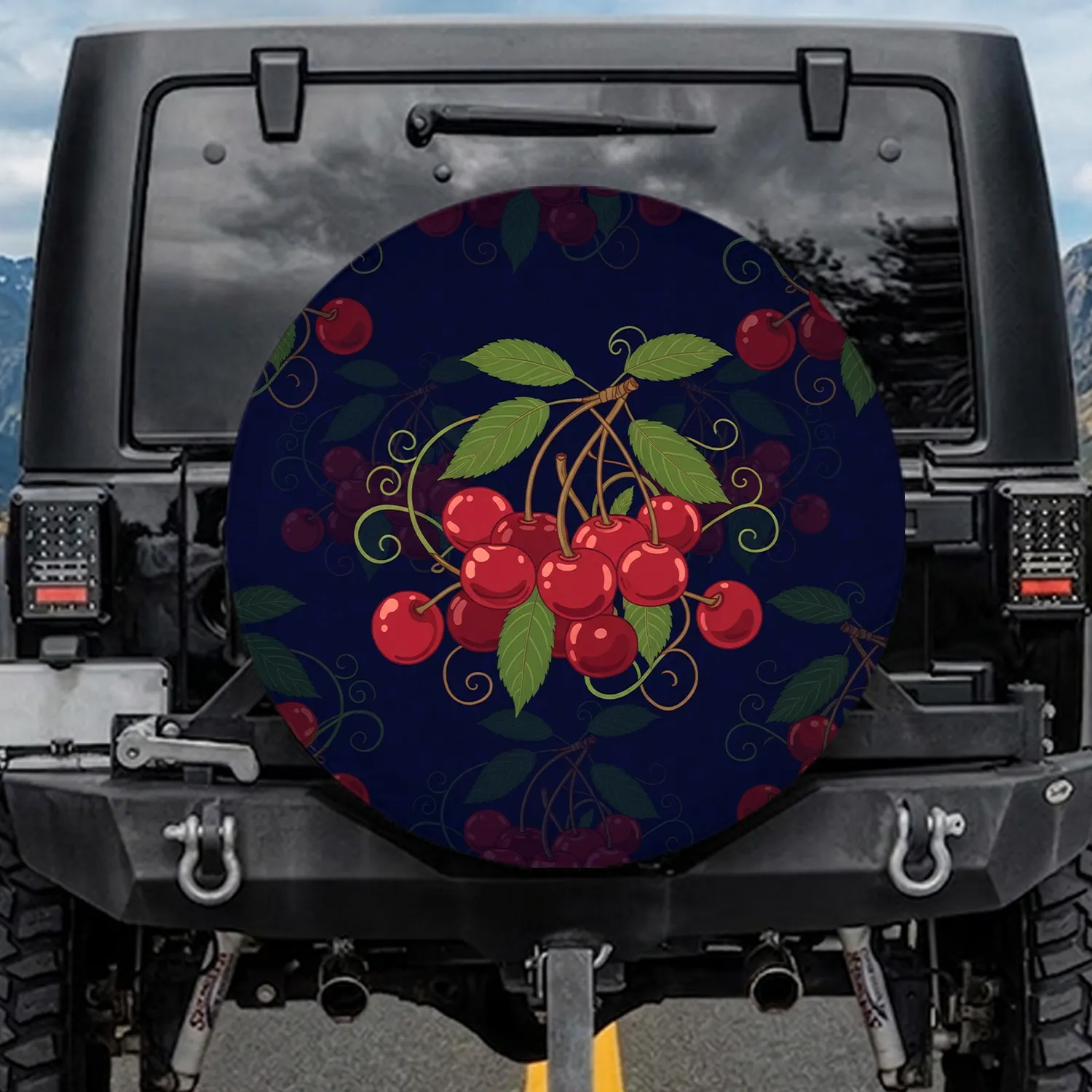 Red Cherry Cluster Foliage - Home Decor Gift for Garden Lover Spare Tire Cover - 1