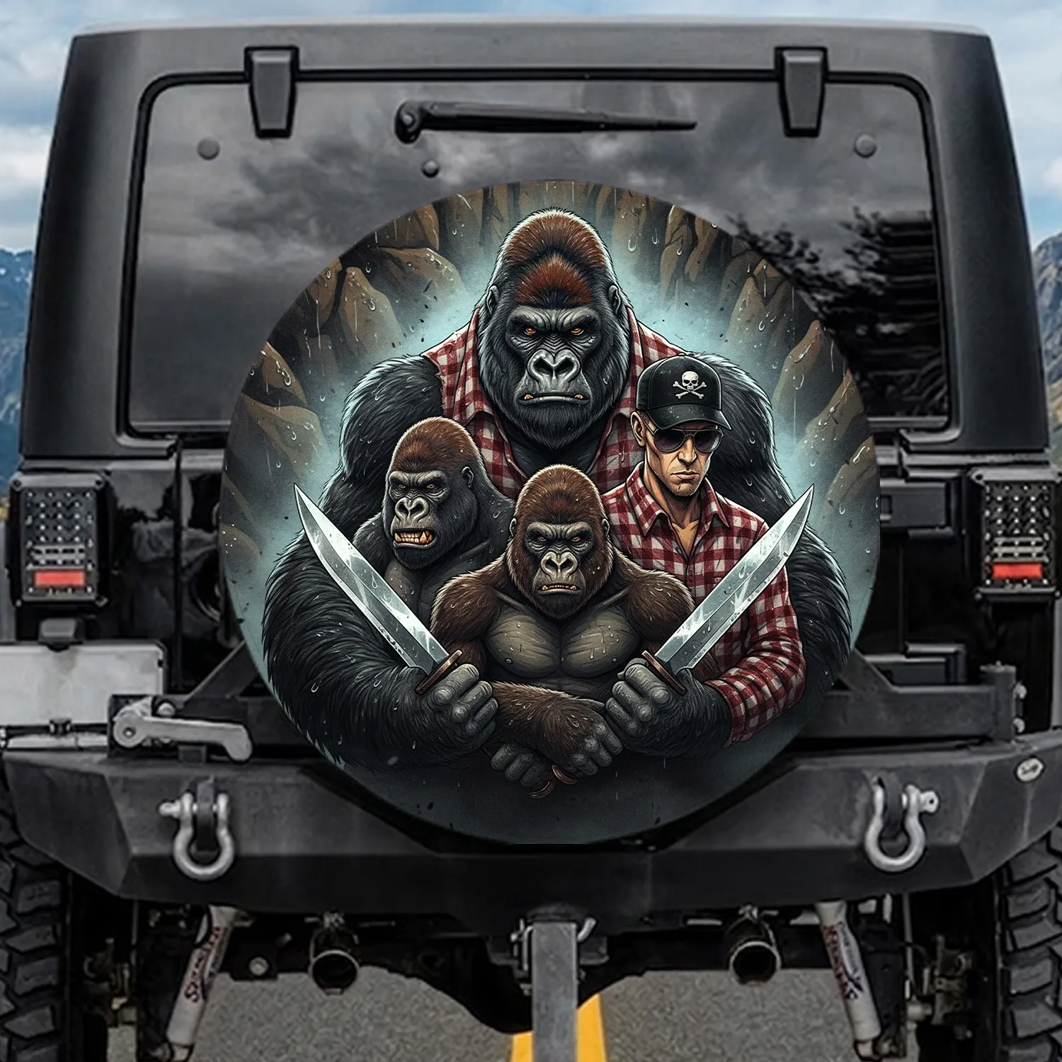 Silverback Gorilla Group Human Combat Knife Skull Cap - Action Fan Gift Spare Tire Cover - 1