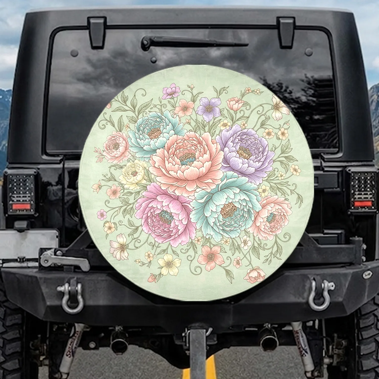 Peony Poppy Blossom Botanical Floral - Home Decor Gift for Garden Lover Spare Tire Cover - 1