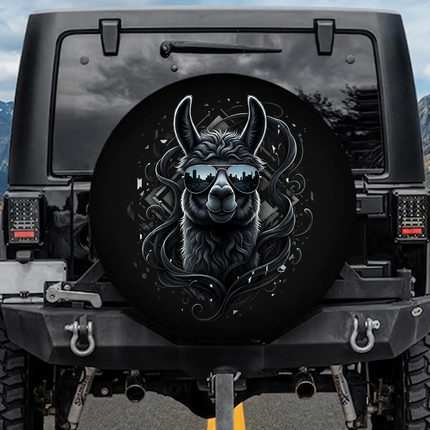 Black Llama Aviator Sunglasses - Travel Essentials Gift for Llama Lover Spare Tire Cover - 1