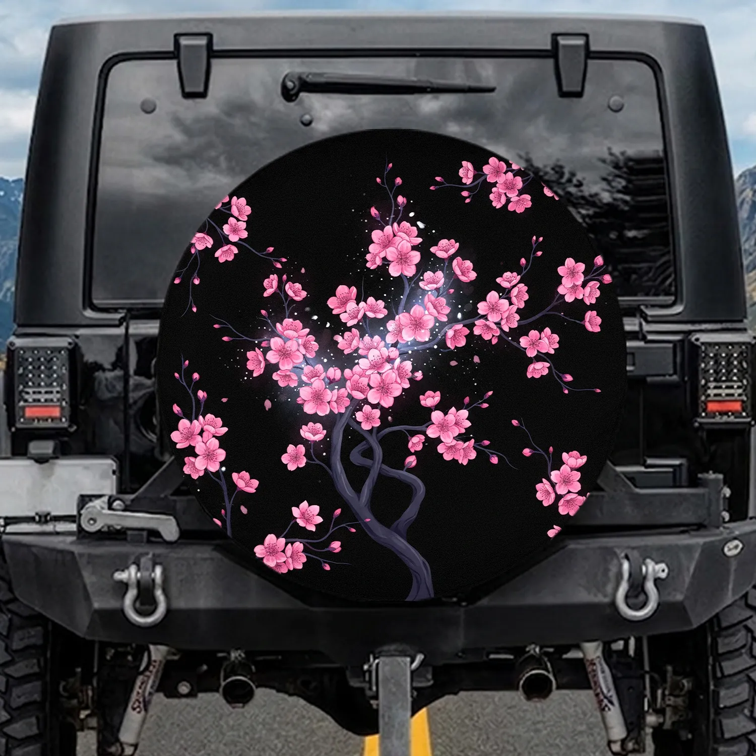 Pink Cherry Blossom Branches - Automotive Decor Gift for Nature Lover Spare Tire Cover - 1