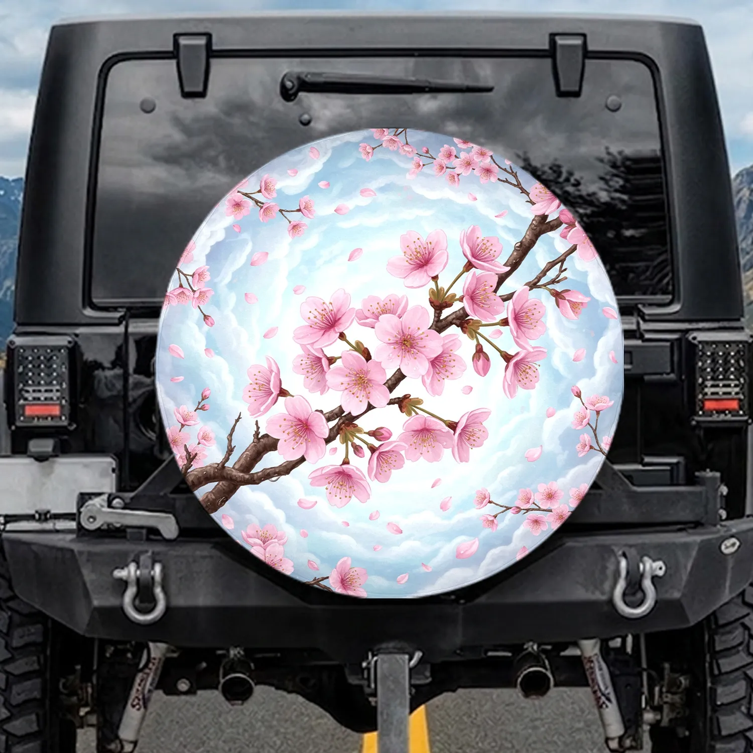 Cherry Blossoms Sakura Falling Petals - Outdoor Style Nature Lover Gift Spare Tire Cover - 1