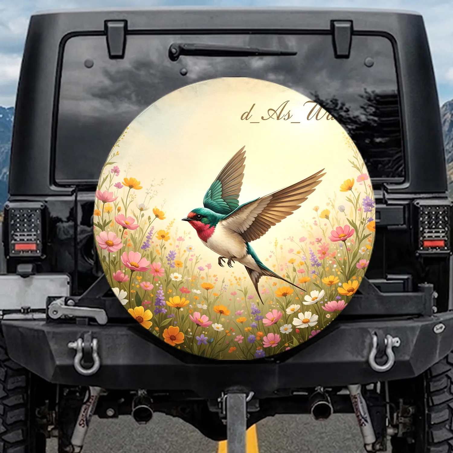 Swallow Bird Wildflower Meadow - Wildlife Lover Home Decor Gift Spare Tire Cover - 1