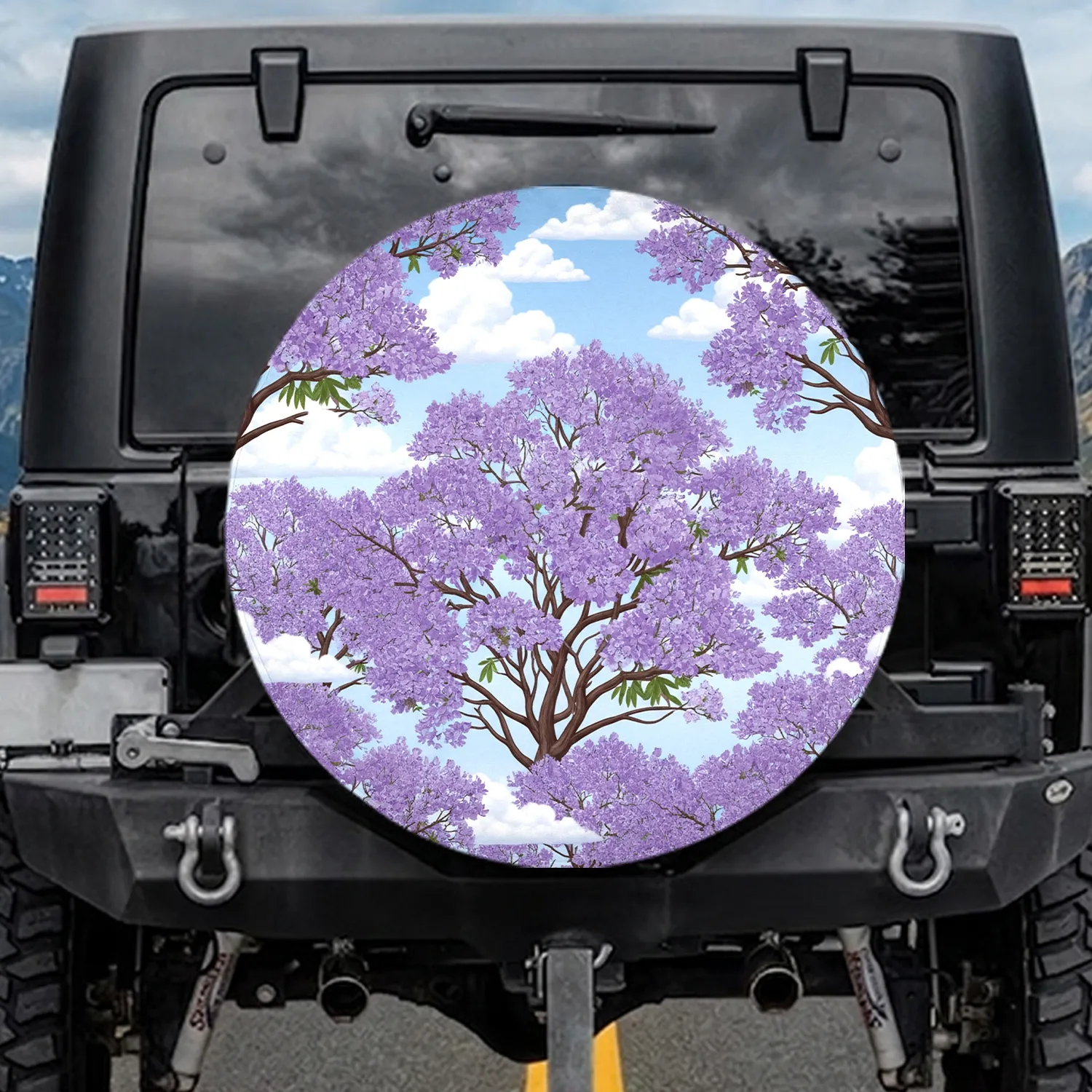 Lavender Jacaranda Tree Landscape - Outdoor Travel Gift for Nature Lovers Spare Tire Cover - 1