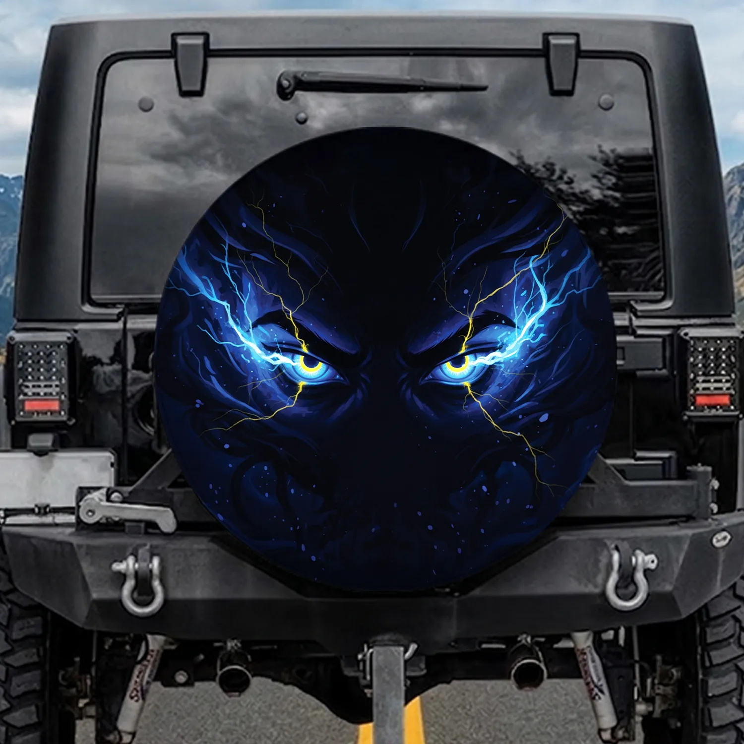 Menacing Glowing Eyes - Dark Fantasy Lifestyle Gift for Dark Fantasy Lover Spare Tire Cover - 1