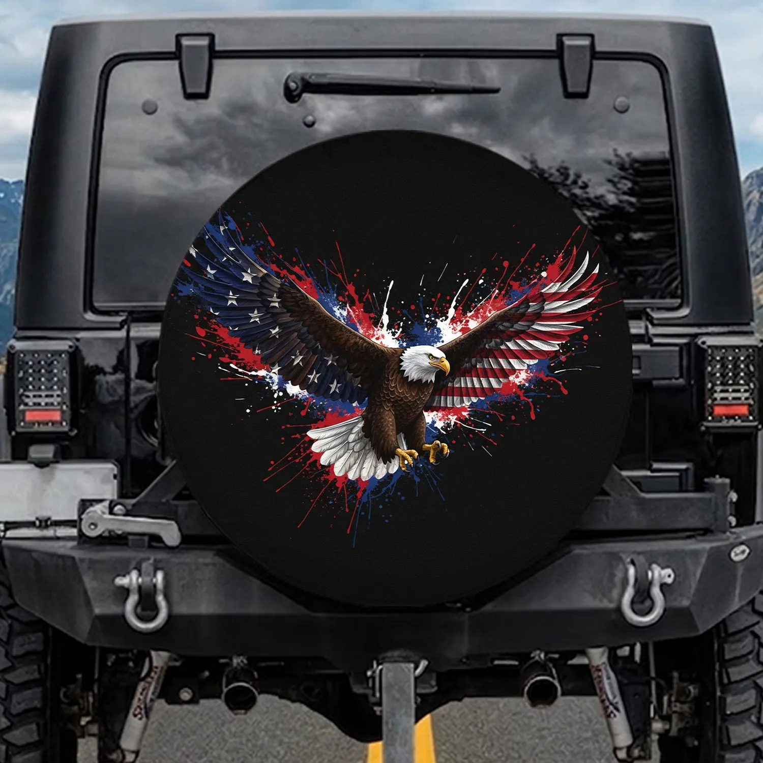 Bald Eagle American Flag - Independence Day Gift for Veterans Spare Tire Cover - 1