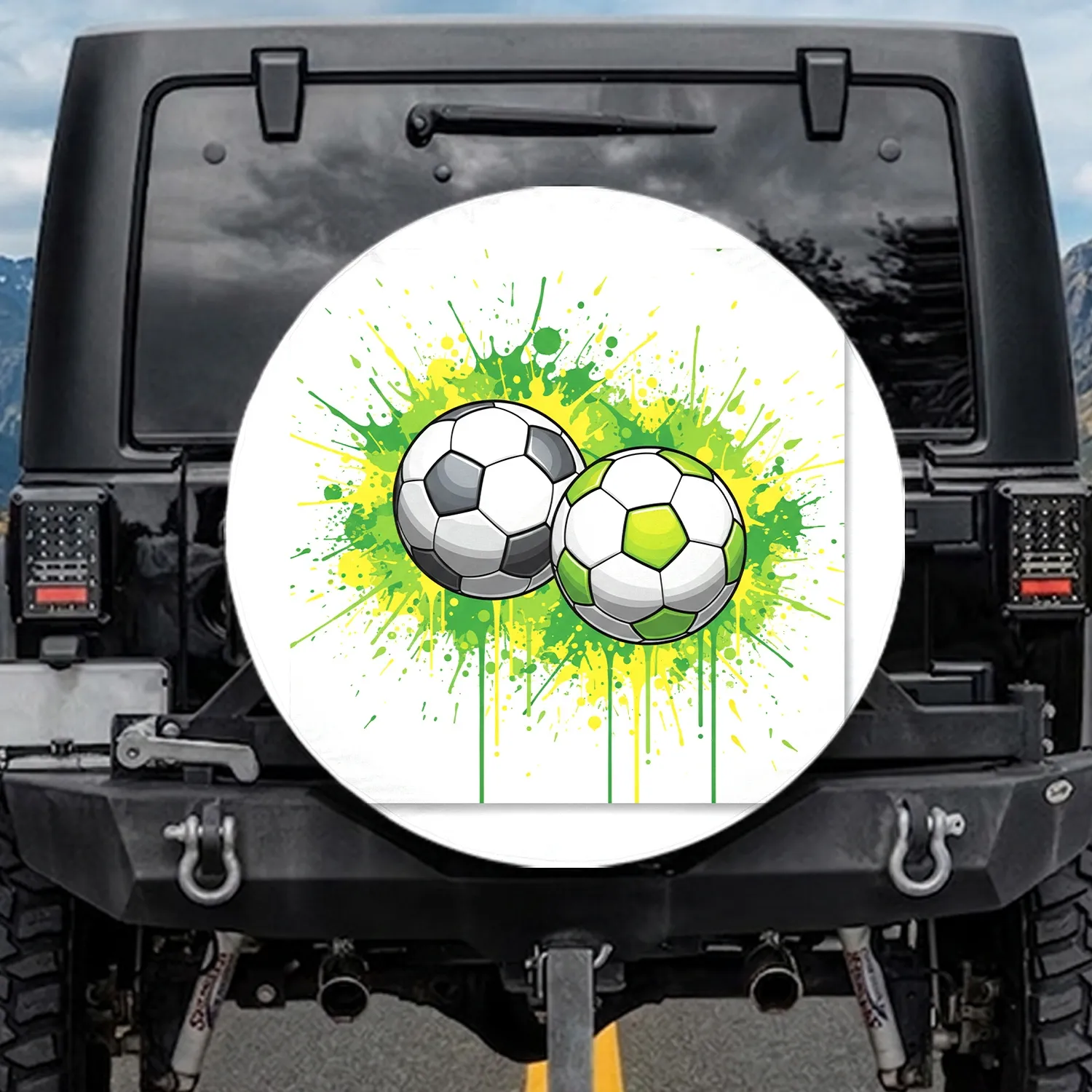 Soccer Balls Paint Splatter - Game Day Decor for Soccer Fans Spare Tire Cover - 1