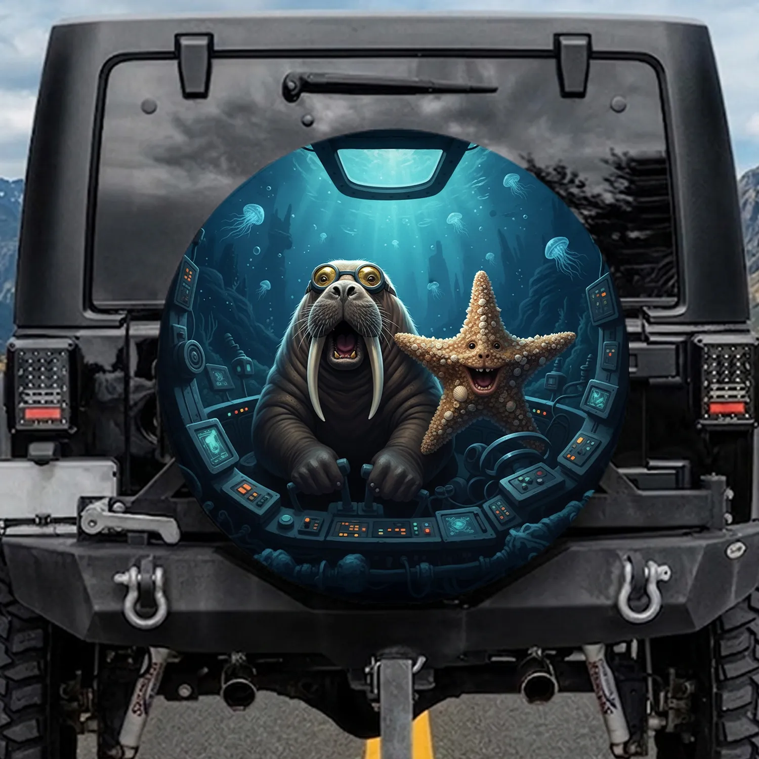 Walrus Sunglasses Starfish Deep Sea Pilot Craft - Ocean Adventure Lifestyle Gift Spare Tire Cover - 1