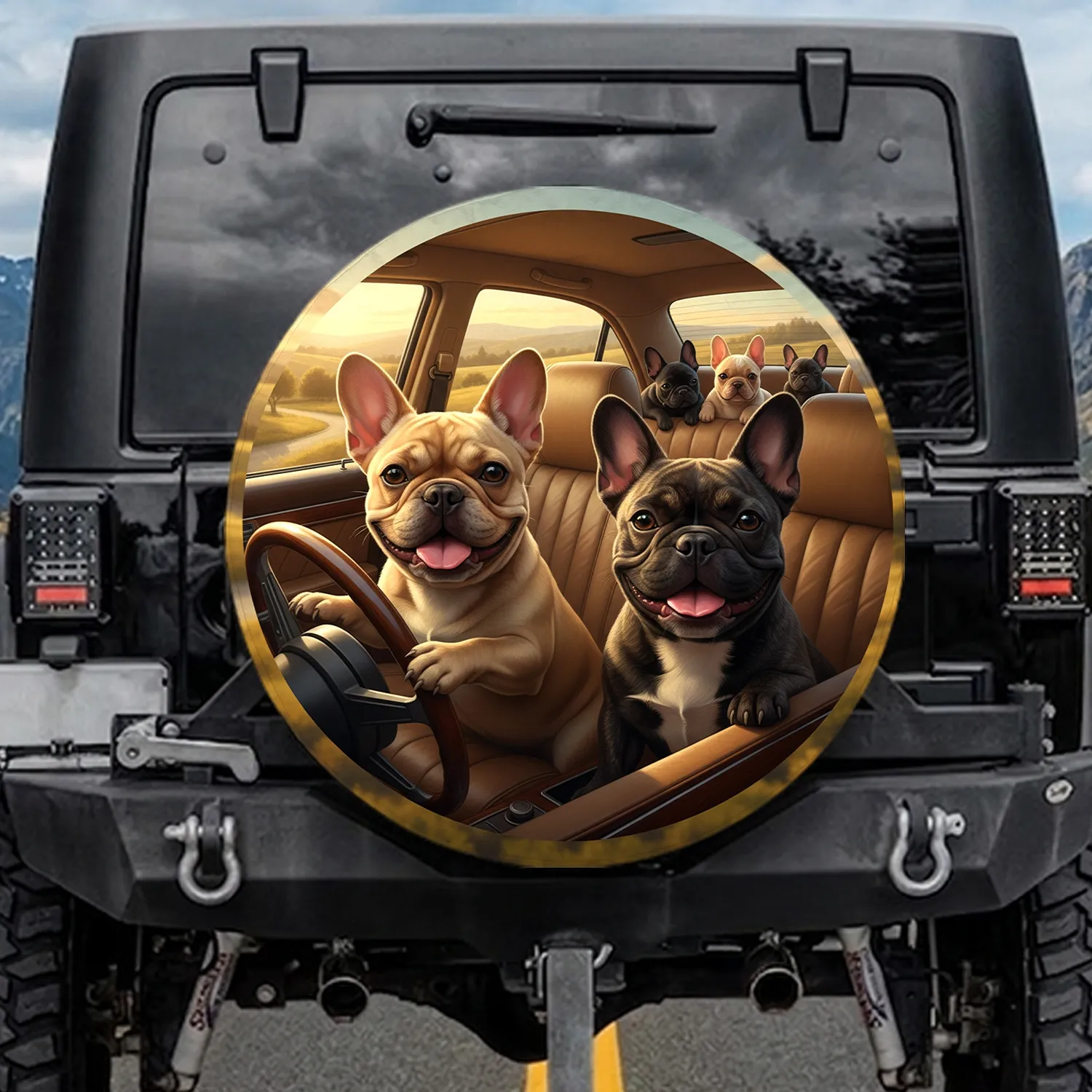 French Bulldog Car Interior - Pet Lover Travel Companion Gift Spare Tire Cover - 1