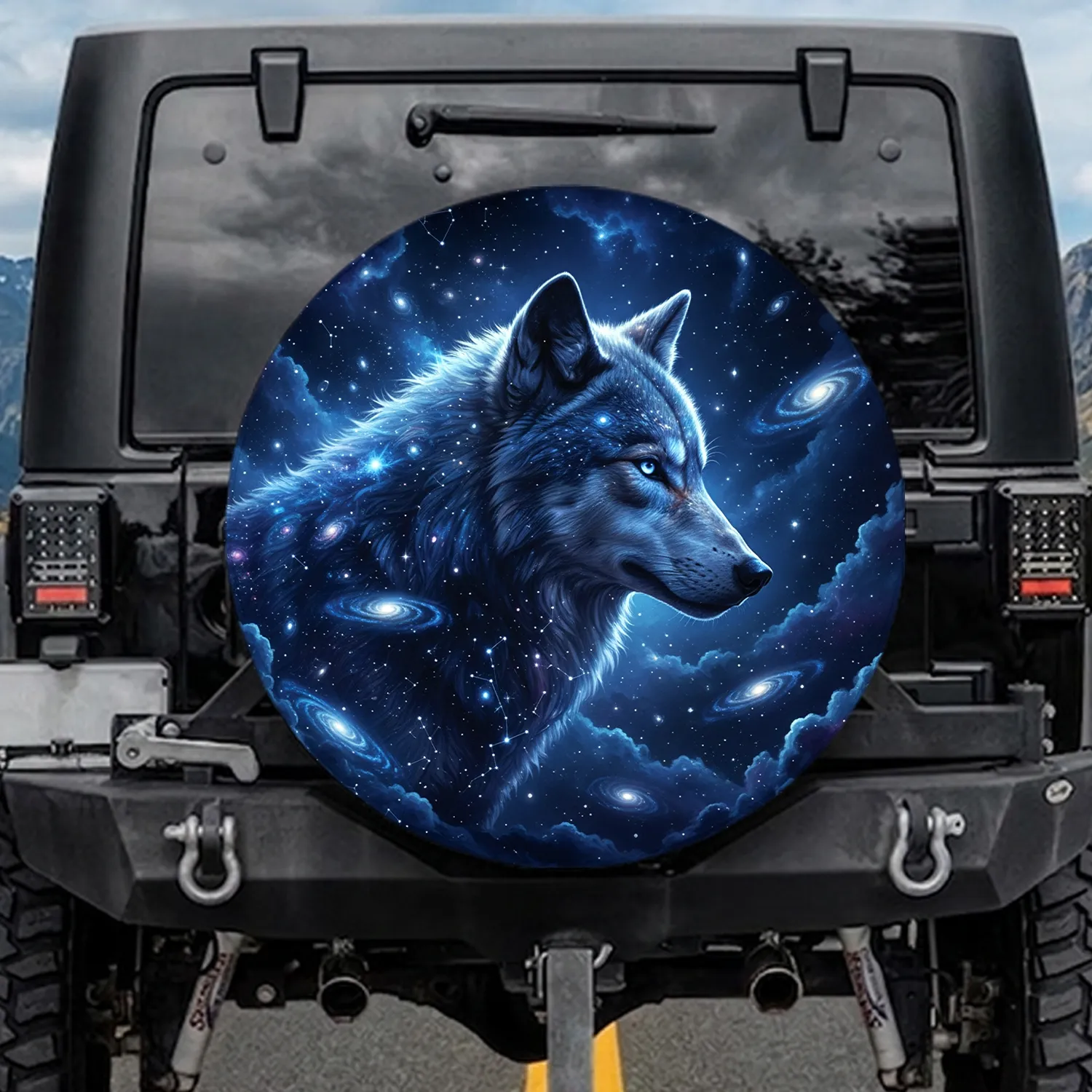 Cosmic Nebula Wolf Galaxies - Wildlife Lover Space Decor Gift Spare Tire Cover - 1