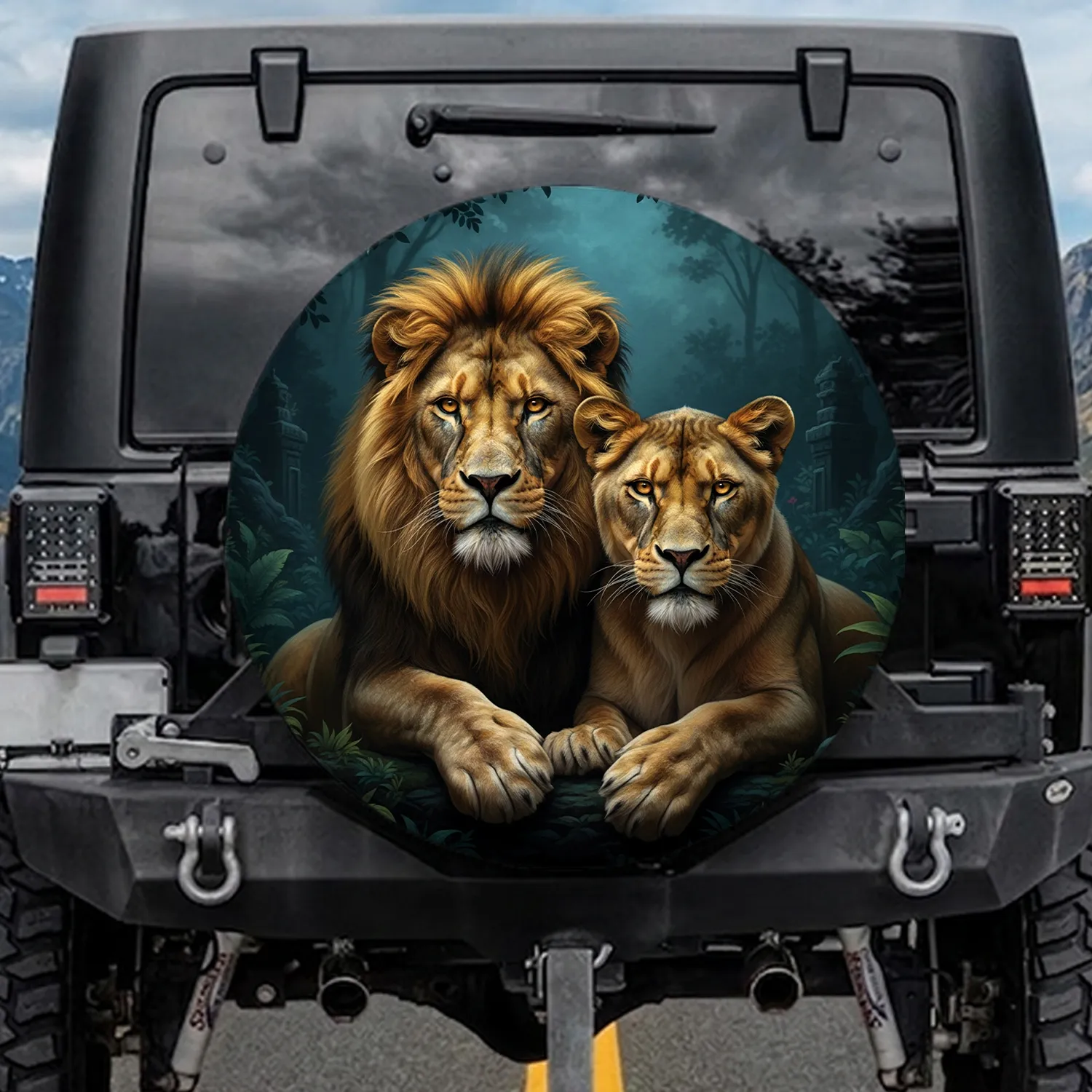 Majestic Lion Lioness Golden Mane Jungle - Wildlife Lover Gift Spare Tire Cover - 1
