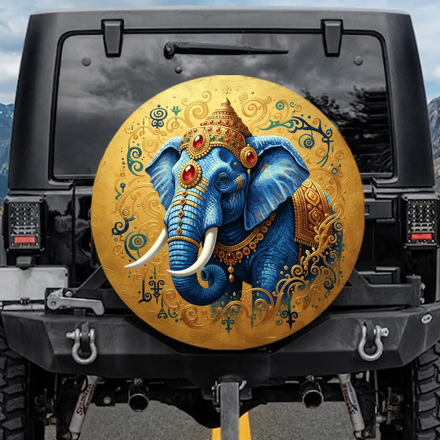 Royal Elephant Headdress Tusk - Wildlife Lover Home Decor Gift Spare Tire Cover - 1