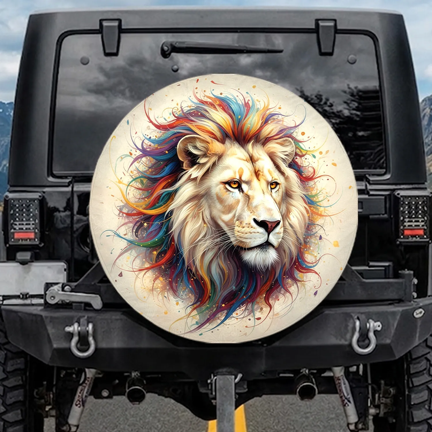 Lion Head Radiant Mane - Wildlife Lover Vehicle Accessory Gift Spare Tire Cover - 1