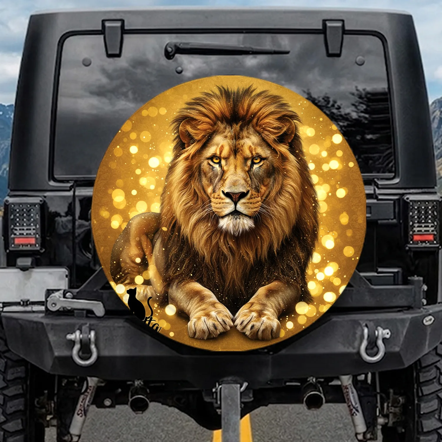 Majestic Lion Black Cat Lyotta - Wildlife Lover Home Decor Gift Spare Tire Cover - 1