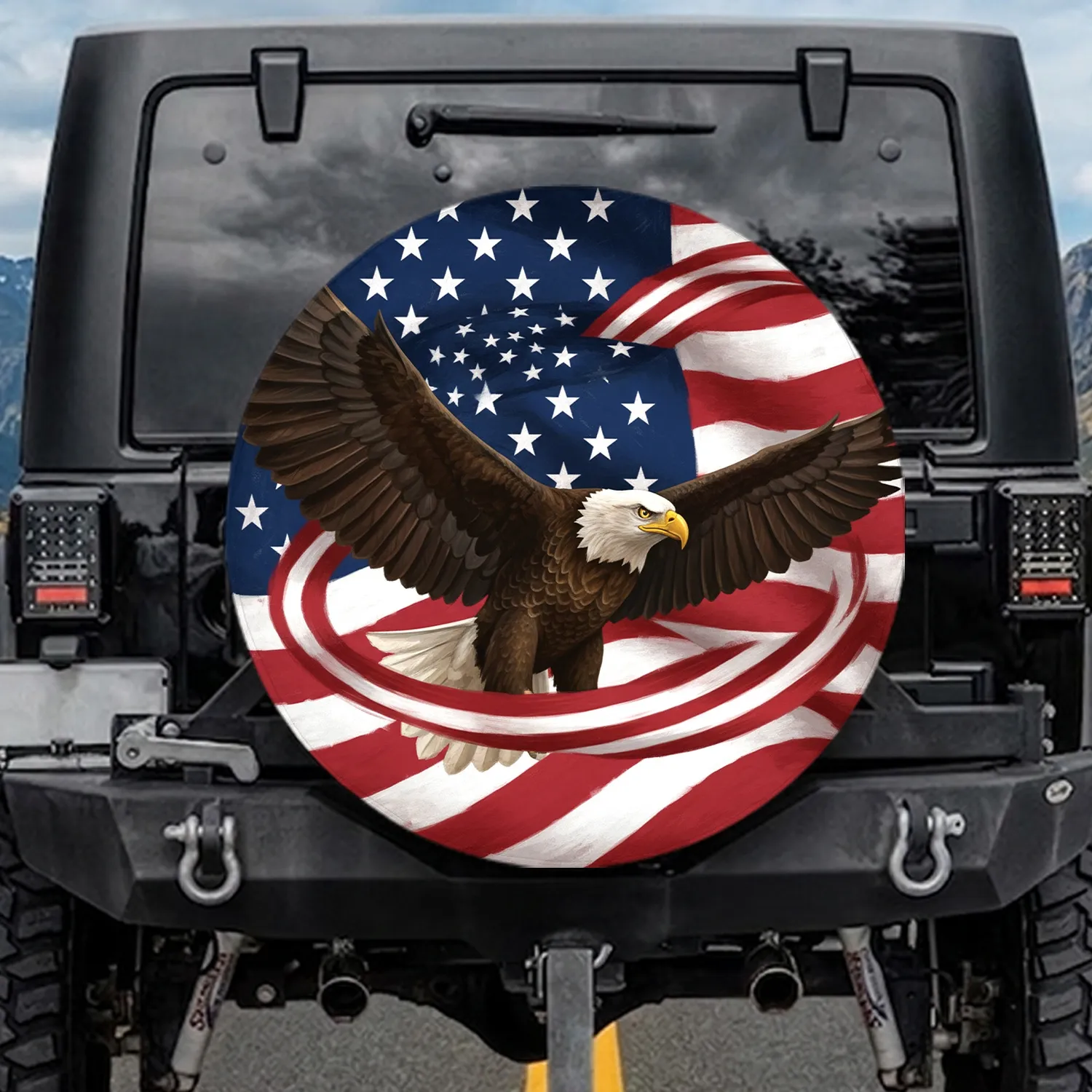 Bald Eagle American Flag - Independence Day Gift for Veterans Spare Tire Cover - 1