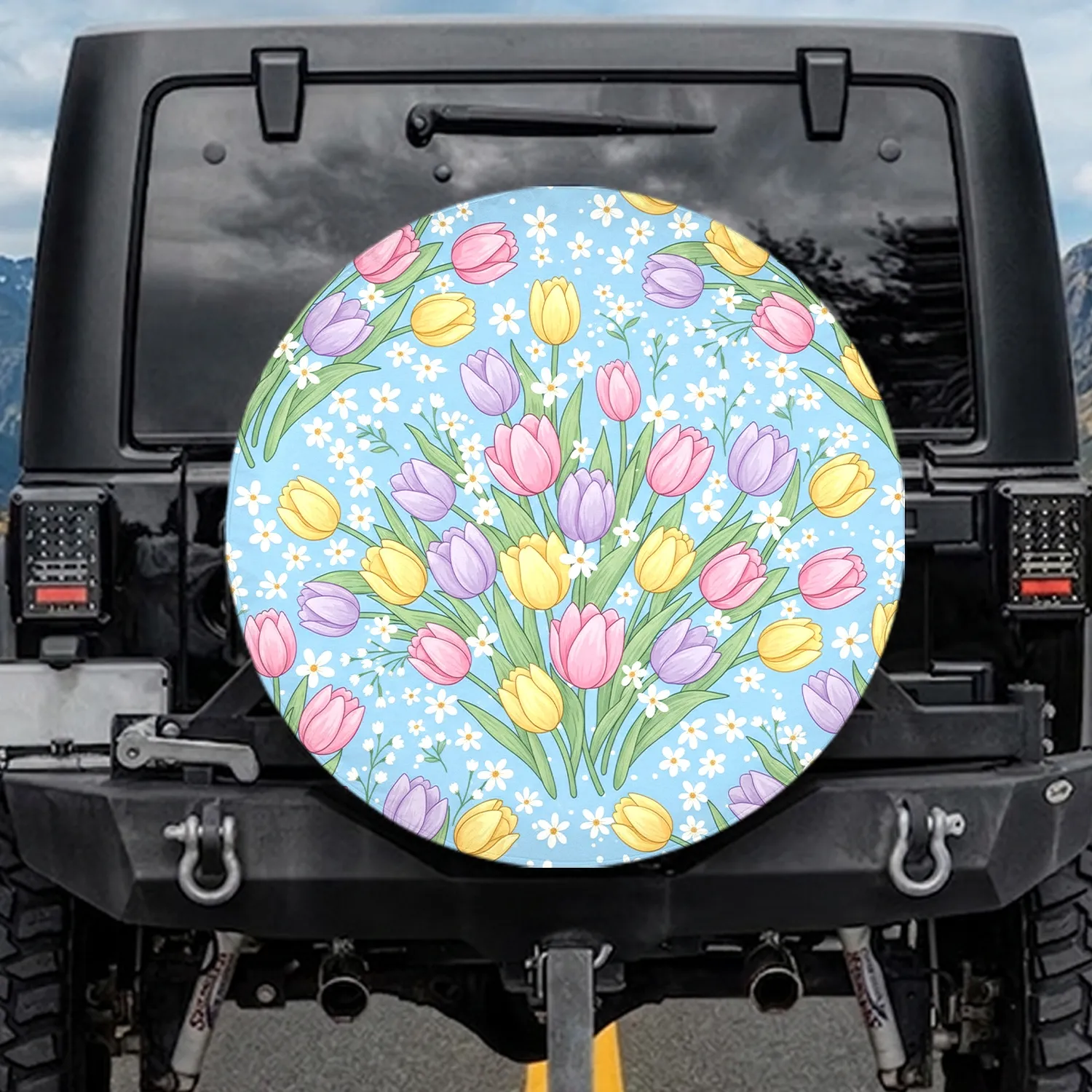 Tulips Star Flowers Garden - Outdoor Living Gift for Garden Lover Spare Tire Cover - 1