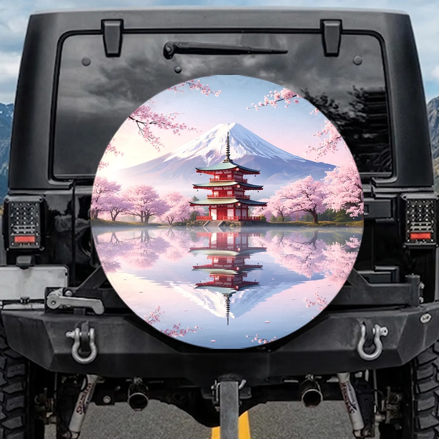 Mount Fuji Red Pagoda Sakura Lake - Travel Essentials Gift Spare Tire Cover - 1