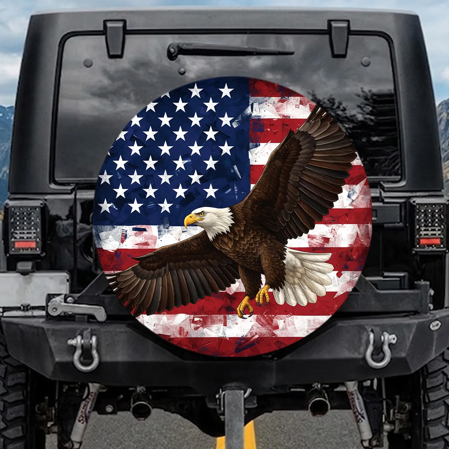 Bald Eagle American Flag - Independence Day Gift for Veterans Spare Tire Cover - 1