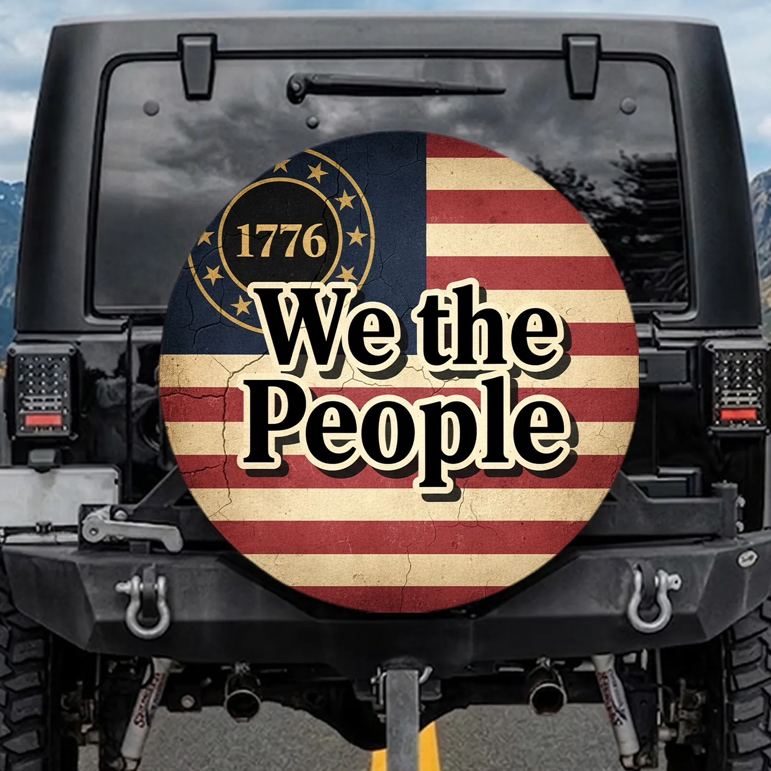 We the People American Flag 1776 Stars - Independence Day Gift for Veterans Spare Tire Cover - 1