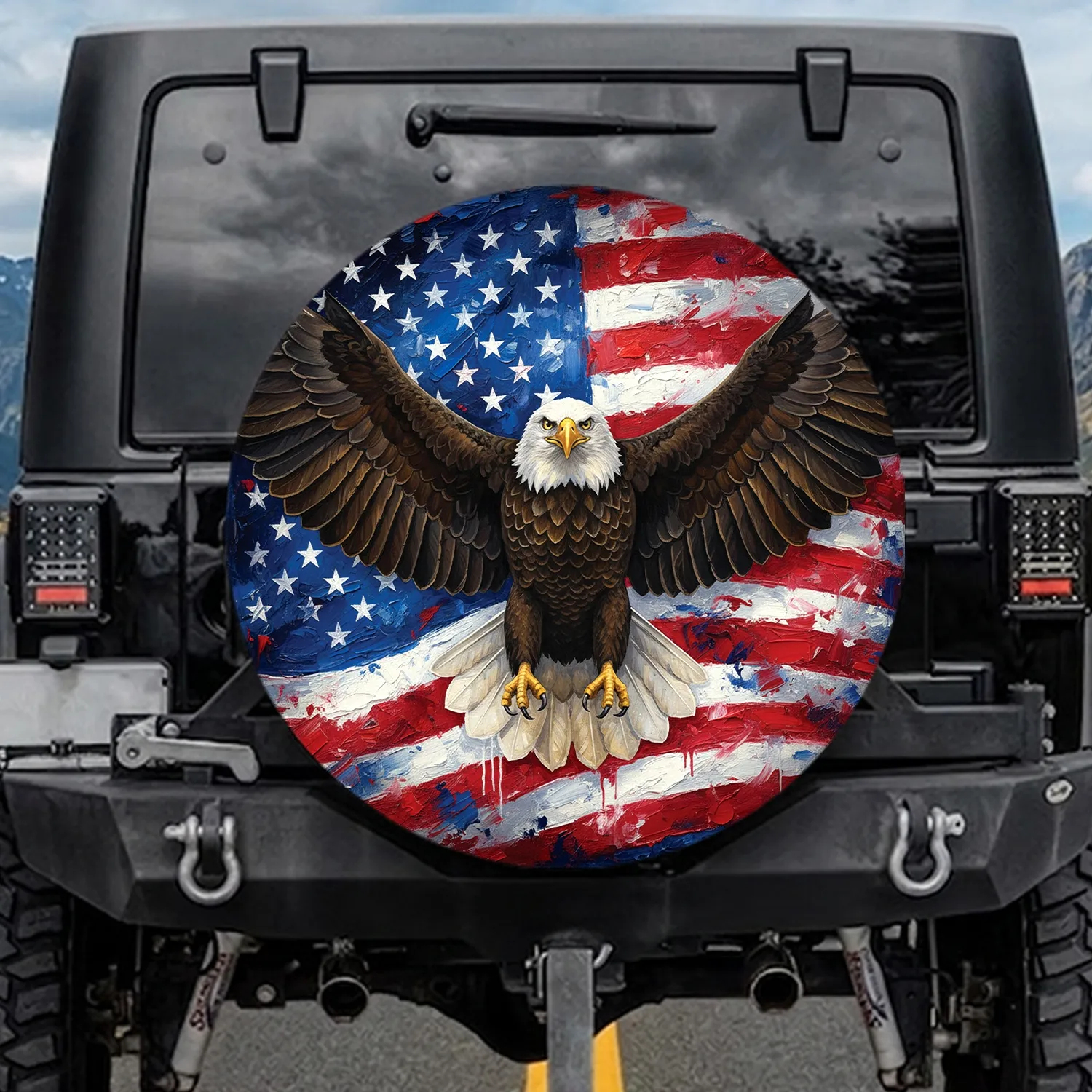 Bald Eagle American Flag - Independence Day Gift for Veterans Spare Tire Cover - 1