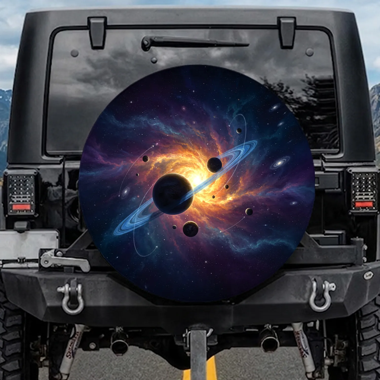 Celestial Nebula Planets Starfield - Space Lover Gift for Vehicle Decor Spare Tire Cover - 1