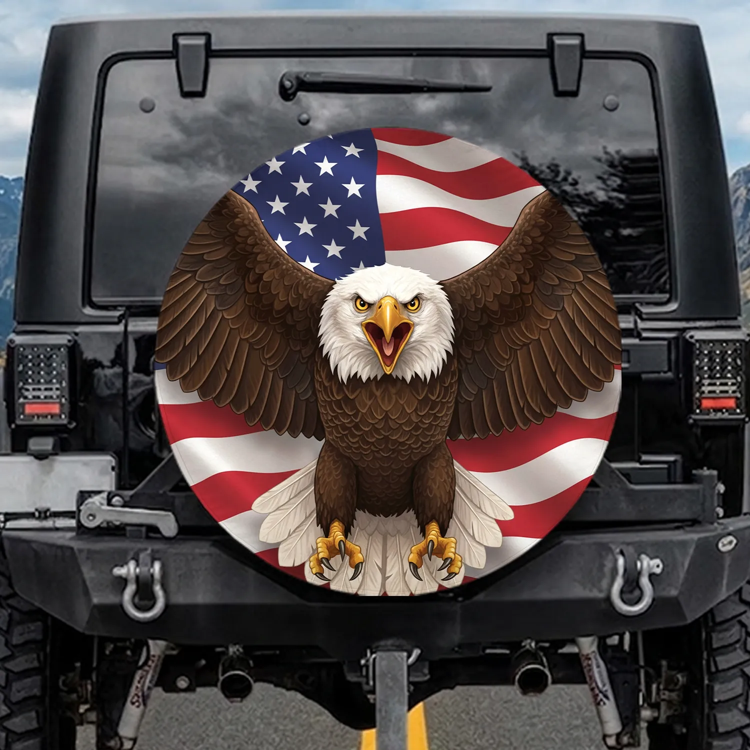 Bald Eagle American Flag - Independence Day Gift for Veterans Spare Tire Cover - 1