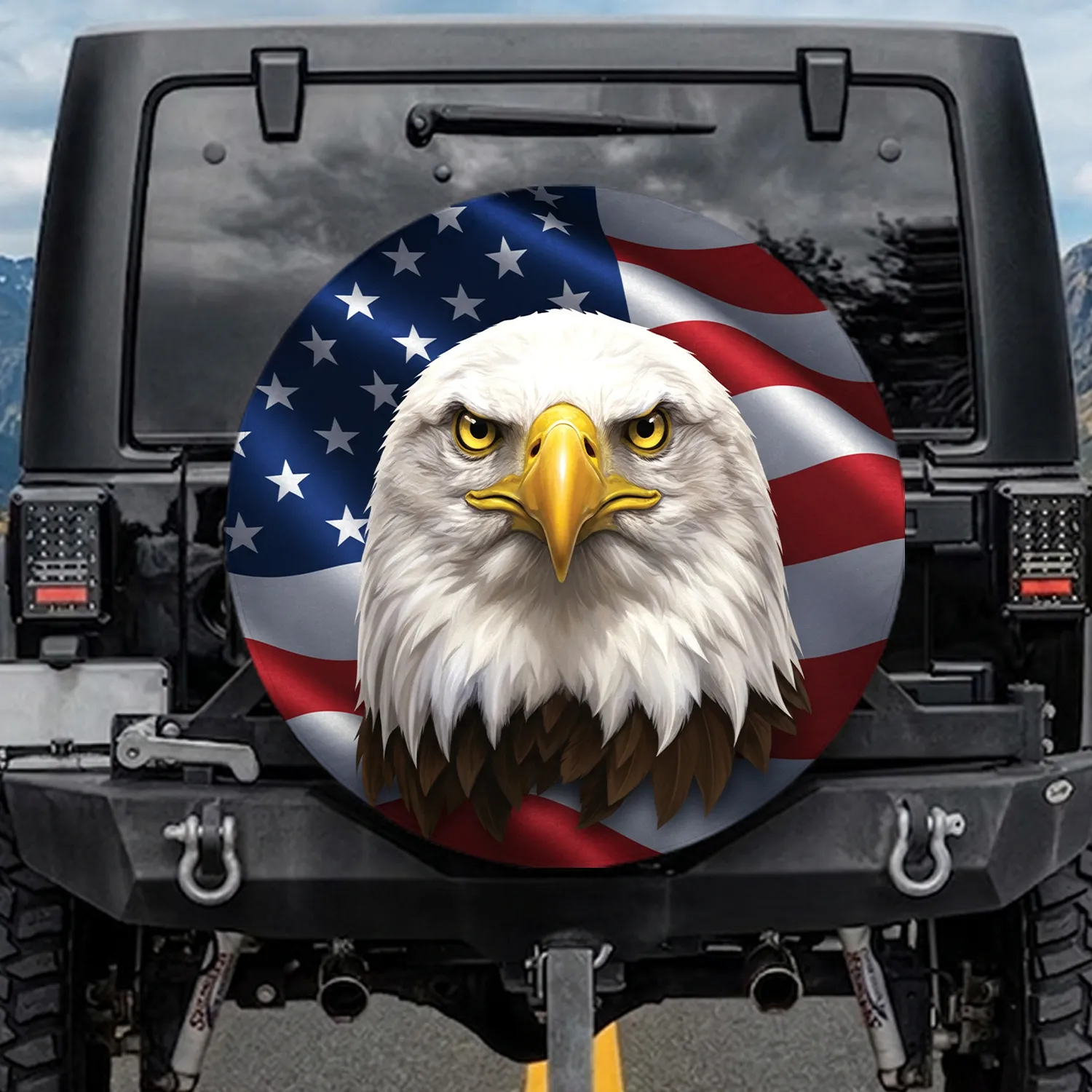 Bald Eagle American Flag - Independence Day Gift for Veterans Spare Tire Cover - 1