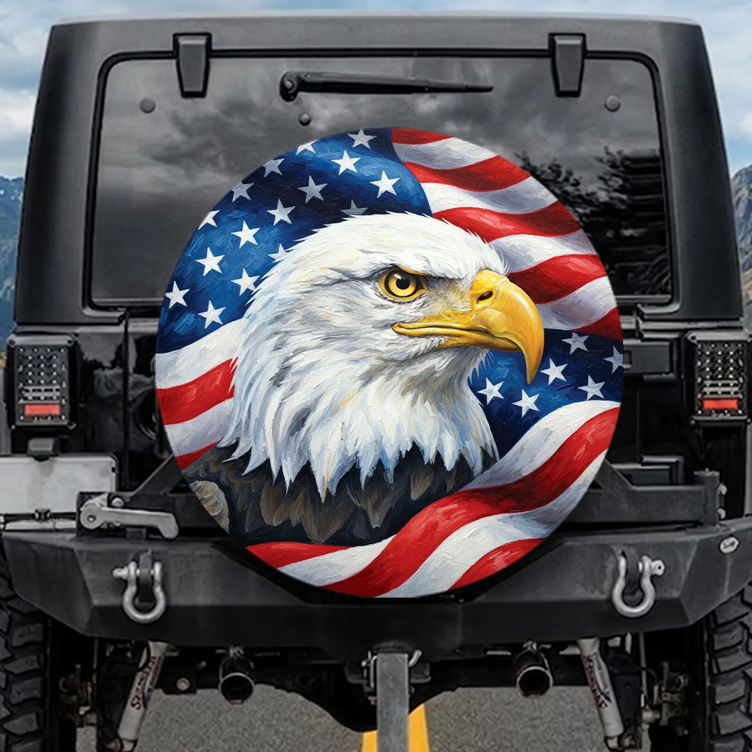 Bald Eagle American Flag - Independence Day Gift for Veterans Spare Tire Cover - 1