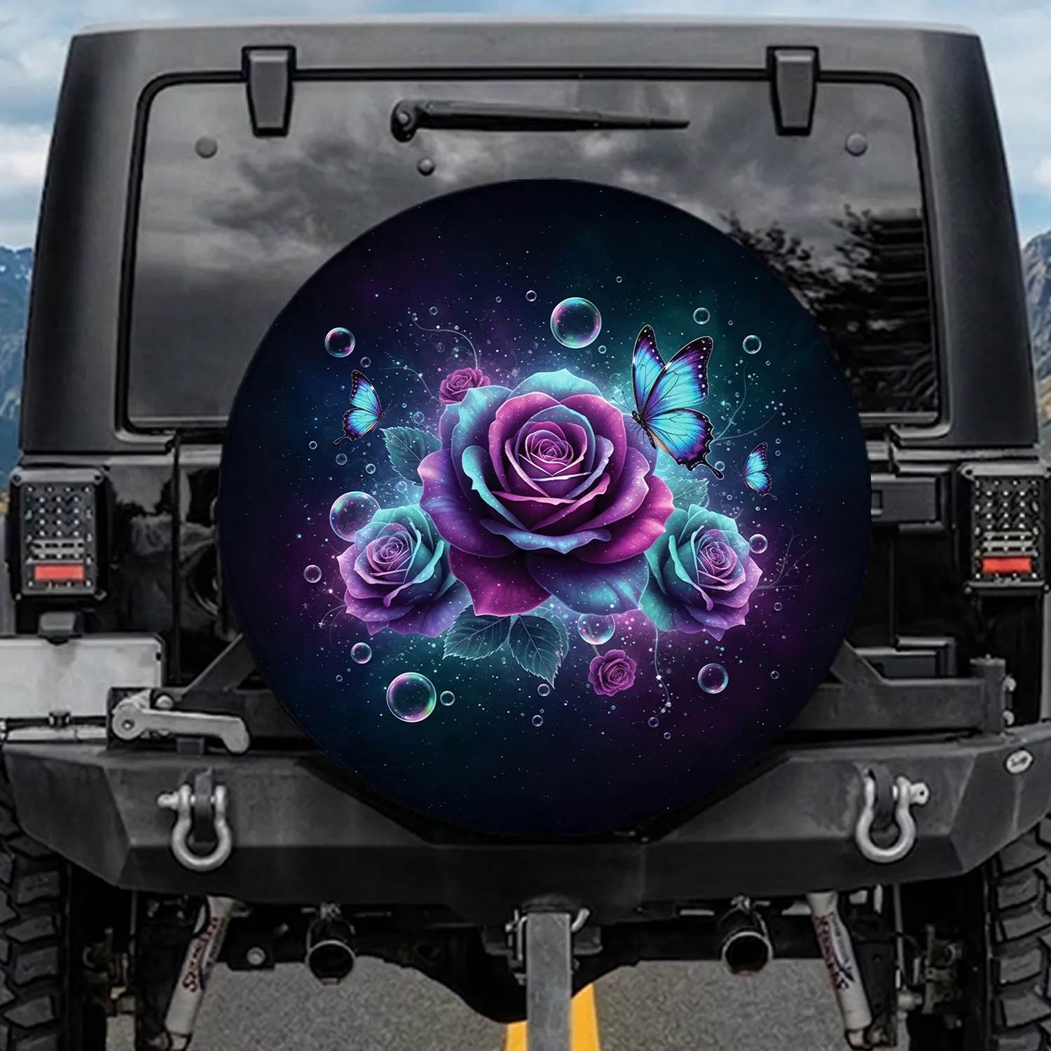 Luminous Ethereal Roses Glowing Butterfly Cosmos Bubbles - Home Decoration Gift Spare Tire Cover - 1
