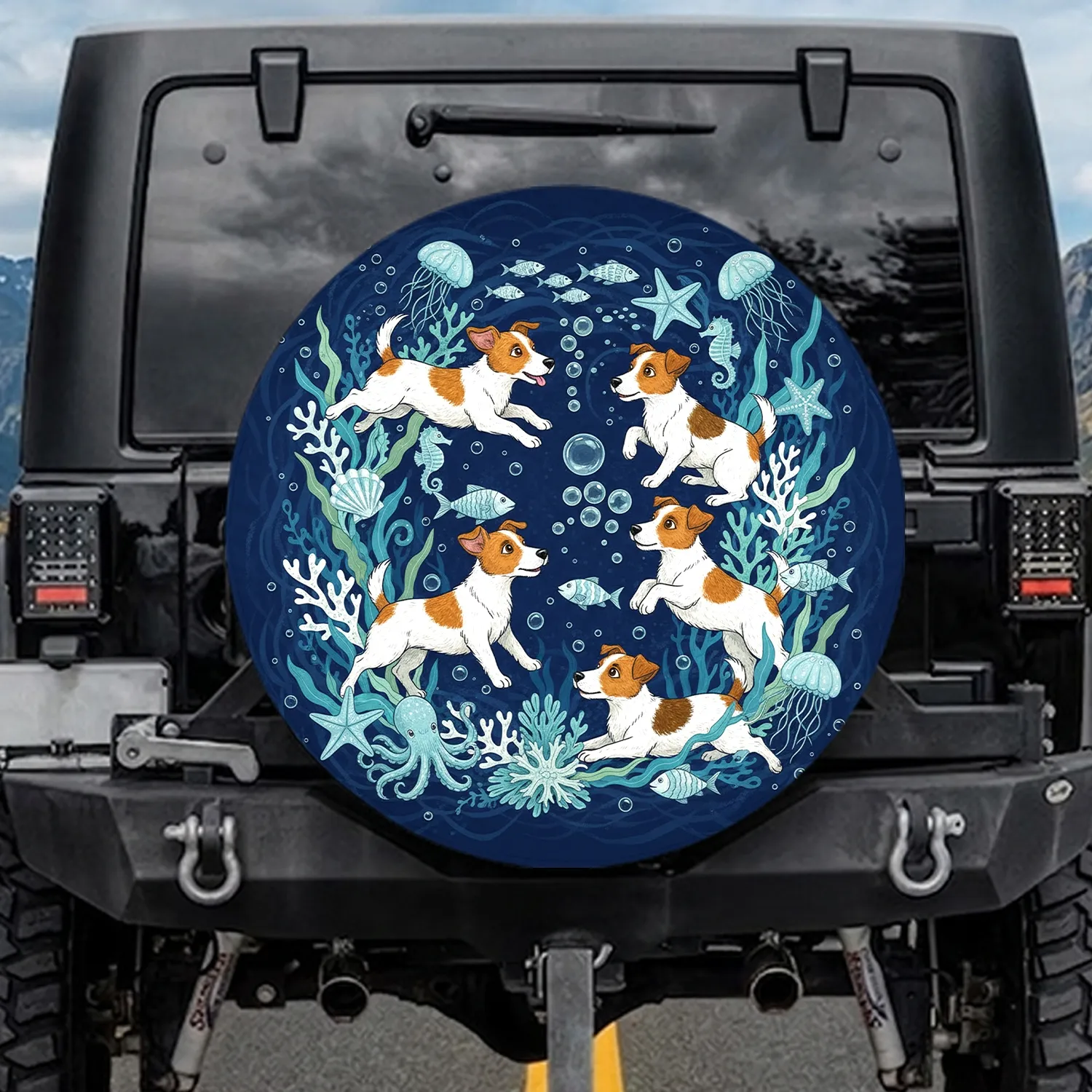 Jack Russell Terriers Marine Life - Ocean Lover Gift for Dog Owners Spare Tire Cover - 1
