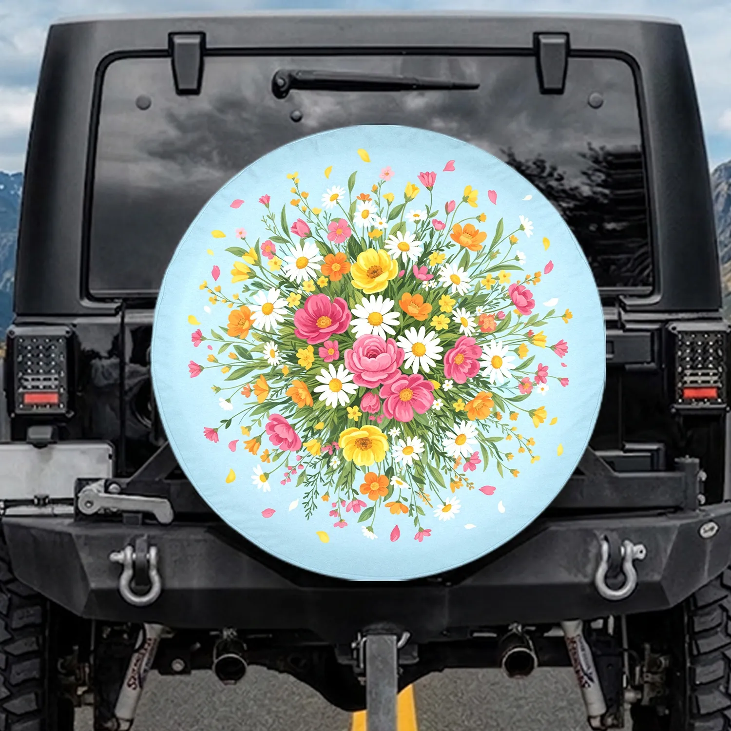 Wildflower Daisy Foliage Garden Bloom Spring Decor Outdoor Gift for Garden Lover Spare Tire Cover - 1