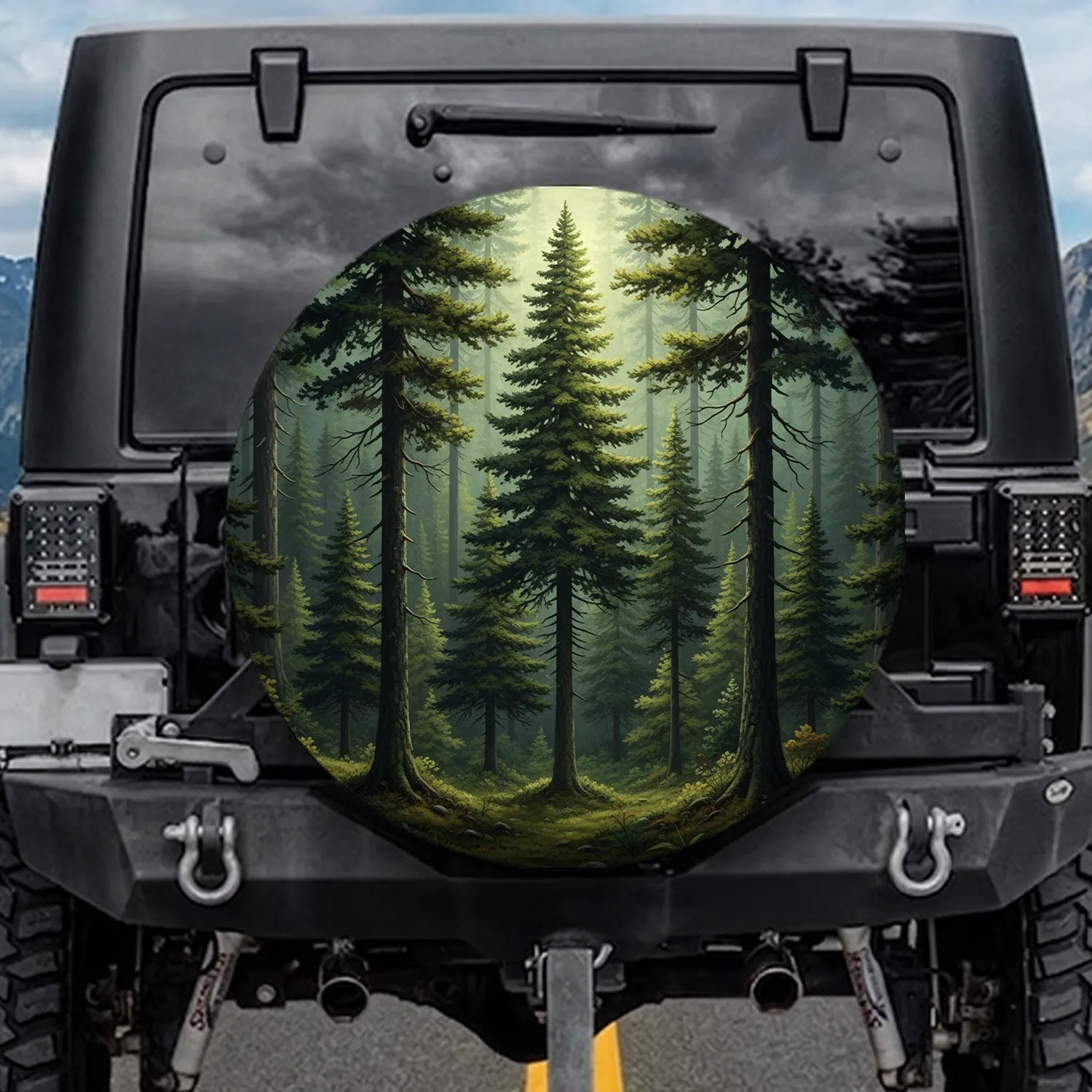 Evergreen Forest Coniferous Trees - Outdoor Adventure Decor Spare Tire Cover - 1