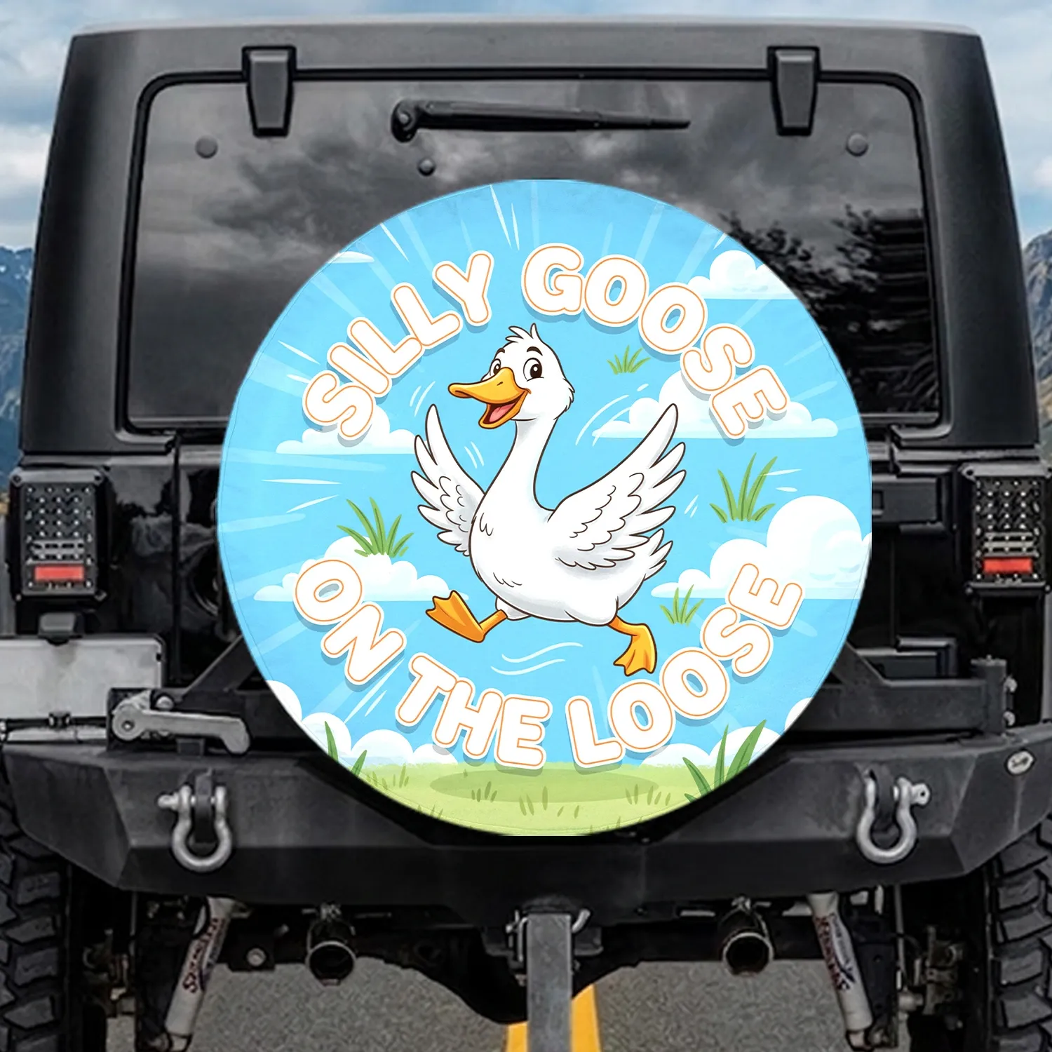 Silly Goose On The Loose - Road Trip Essential Car Accessory Spare Tire Cover - 1