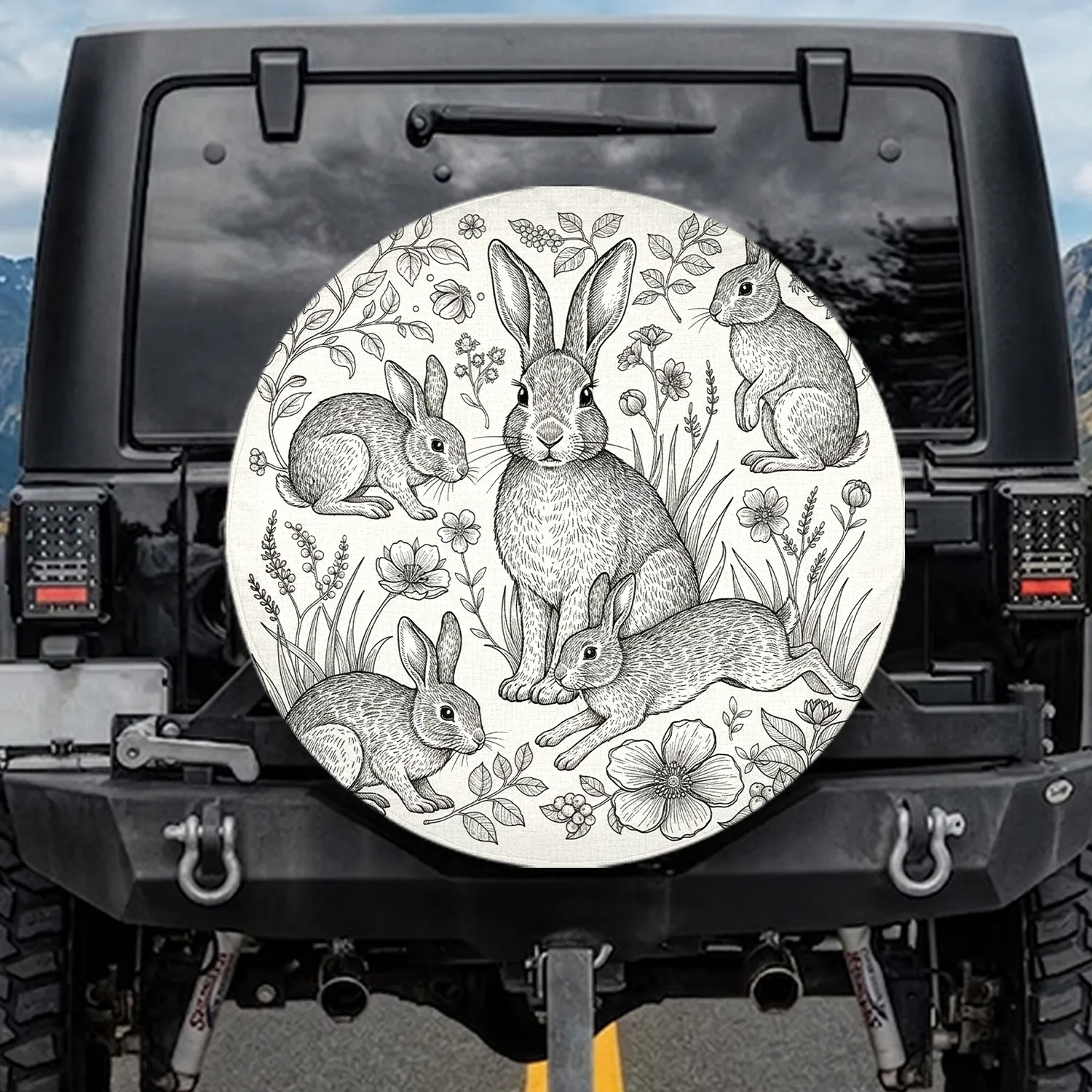 Rabbit Foliage Garden Nature - Wildlife Lover Gift for Rabbit Lover Spare Tire Cover - 1