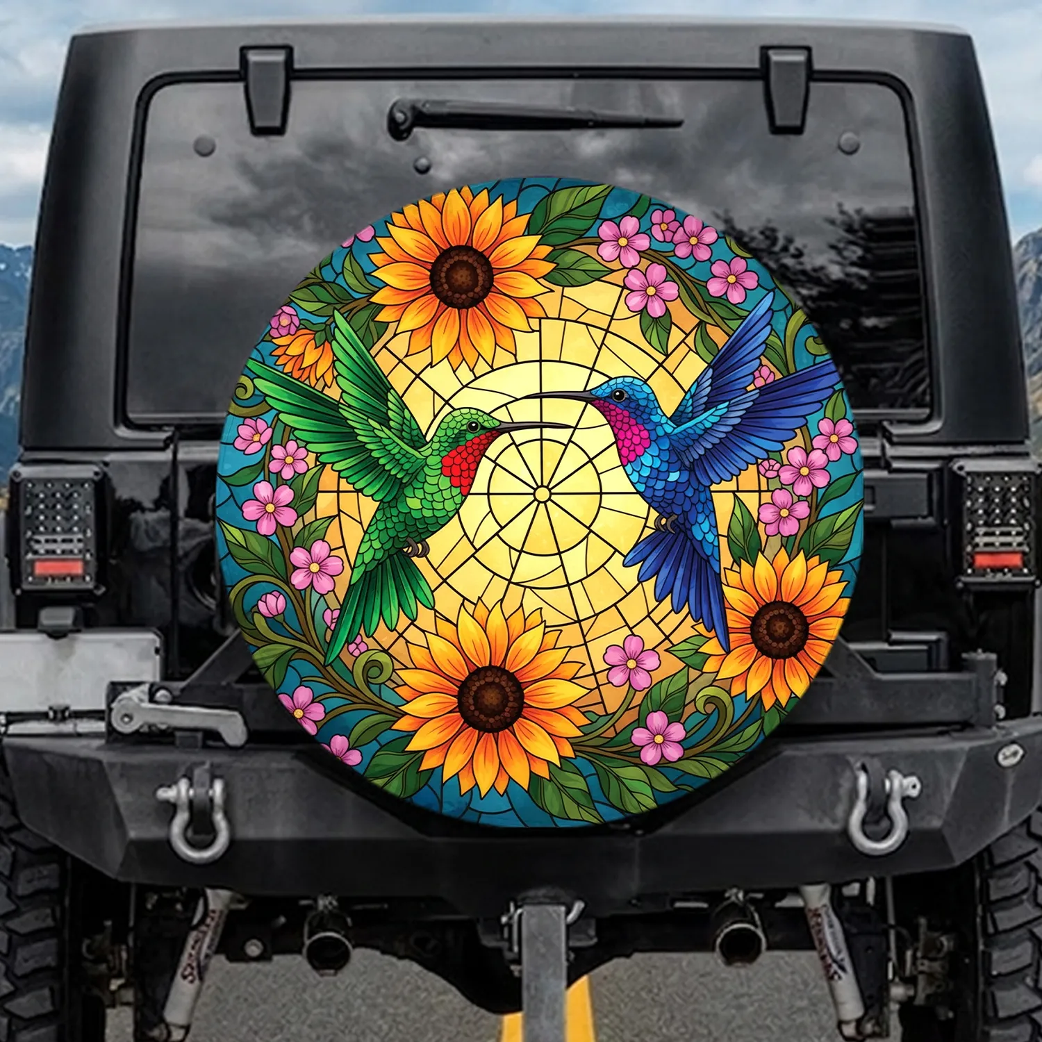 Hummingbirds Tropical Flowers - Wildlife Lover Gift Spare Tire Cover - 1