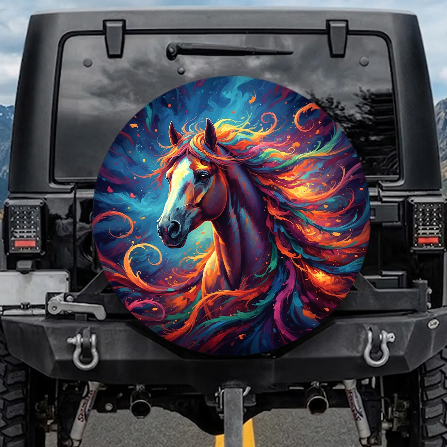 Majestic Horse Head Swirling Mane - Horse Lover Gift Spare Tire Cover - 1