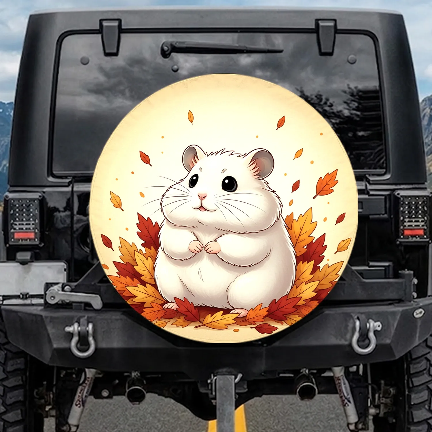 Hamster Autumn Leaves - Fall Decor Gift for Wildlife Lover Spare Tire Cover - 1