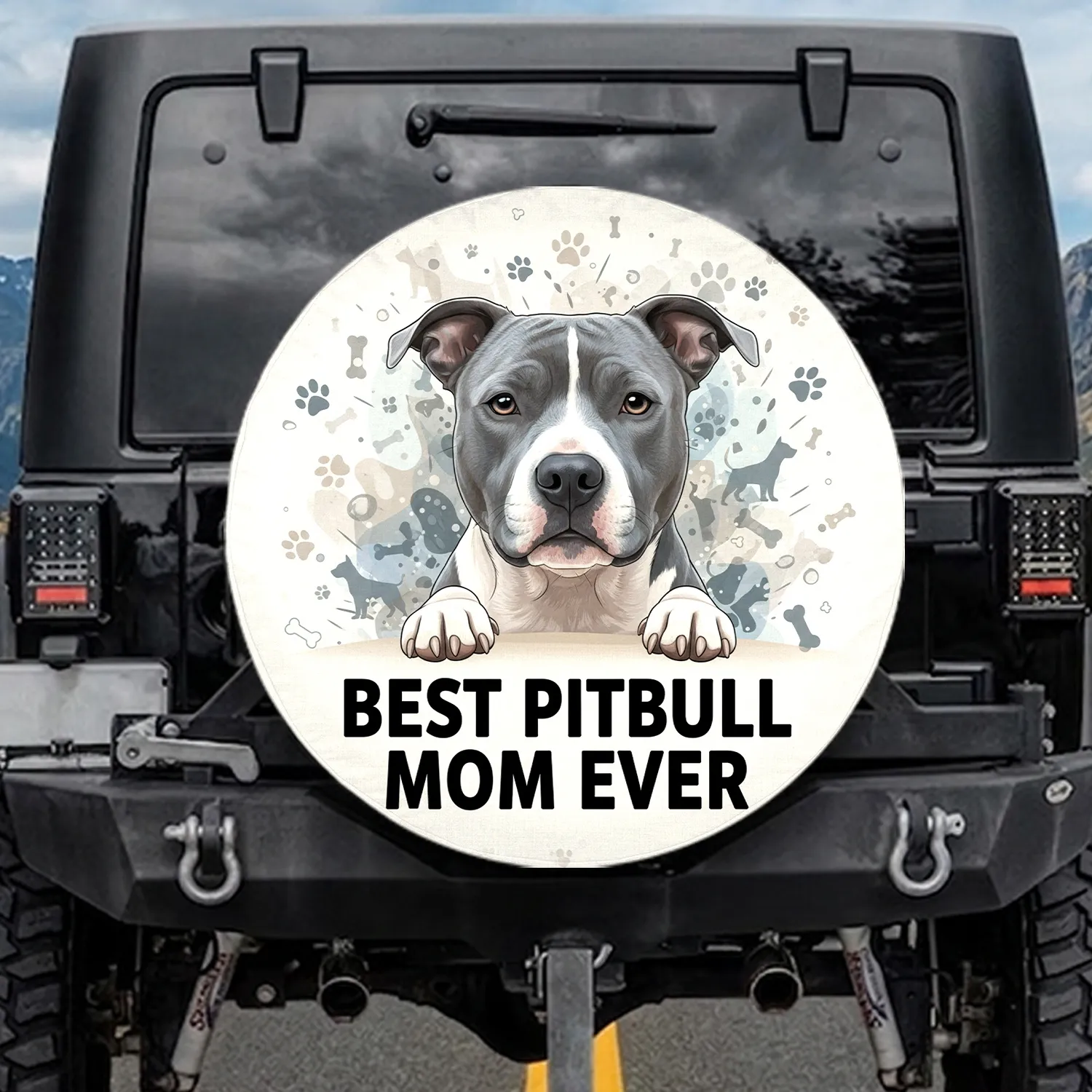 Blue Nosed Pitbull Best Pitbull Mom Ever - Pitbull Lover Gift Spare Tire Cover - 1