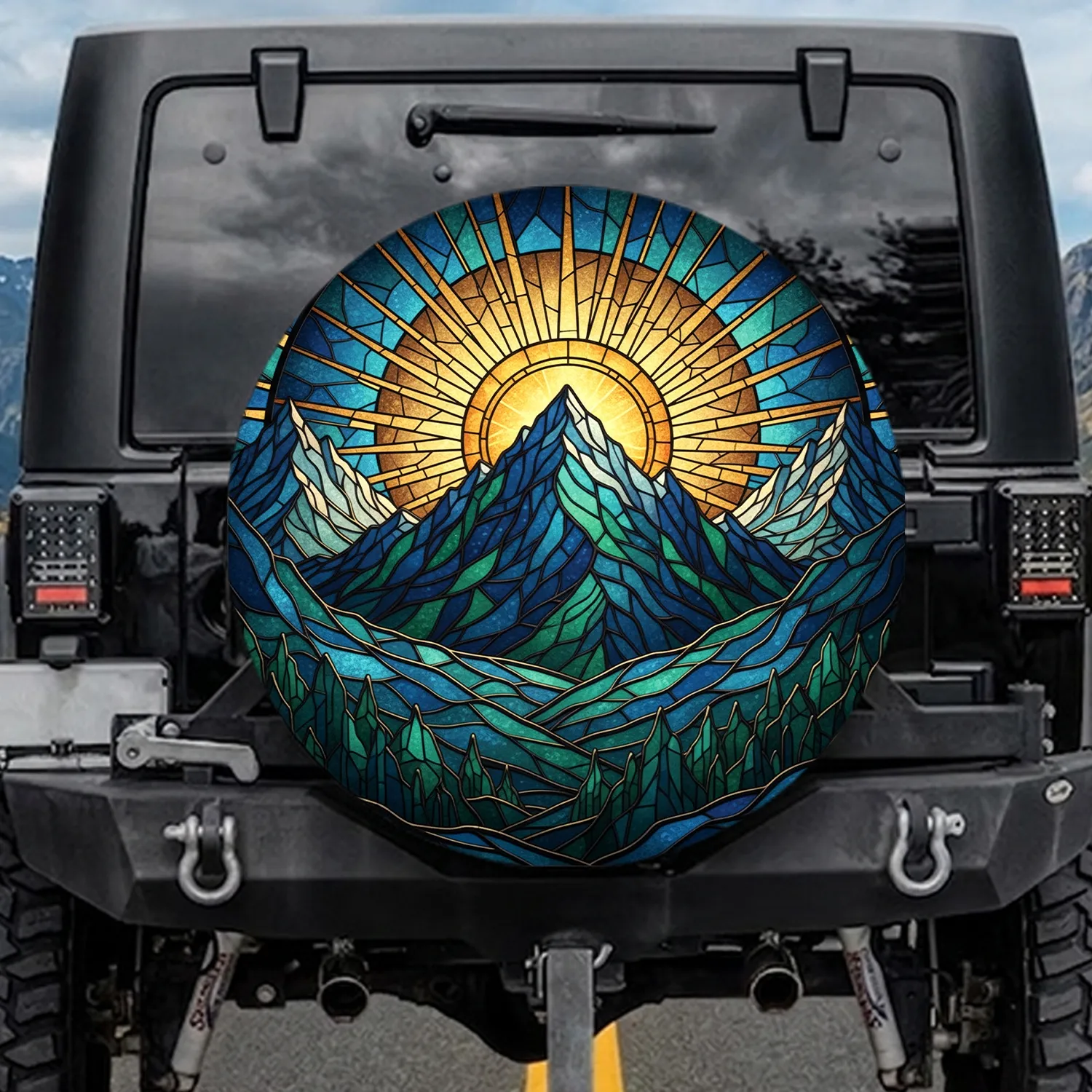 Majestic Mountain Landscape Brilliant Sun Peaks Valleys - Outdoor Adventure Gift Spare Tire Cover - 1