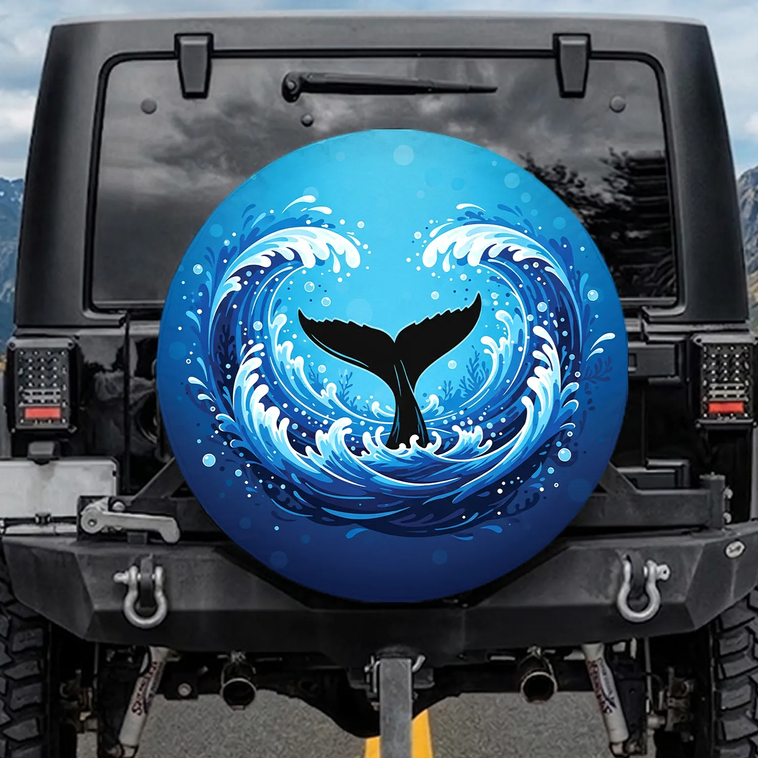 Whale Tail Ocean Waves Marine Flora Underwater Depths - Ocean Lover Home Decor Gift Spare Tire Cover - 1