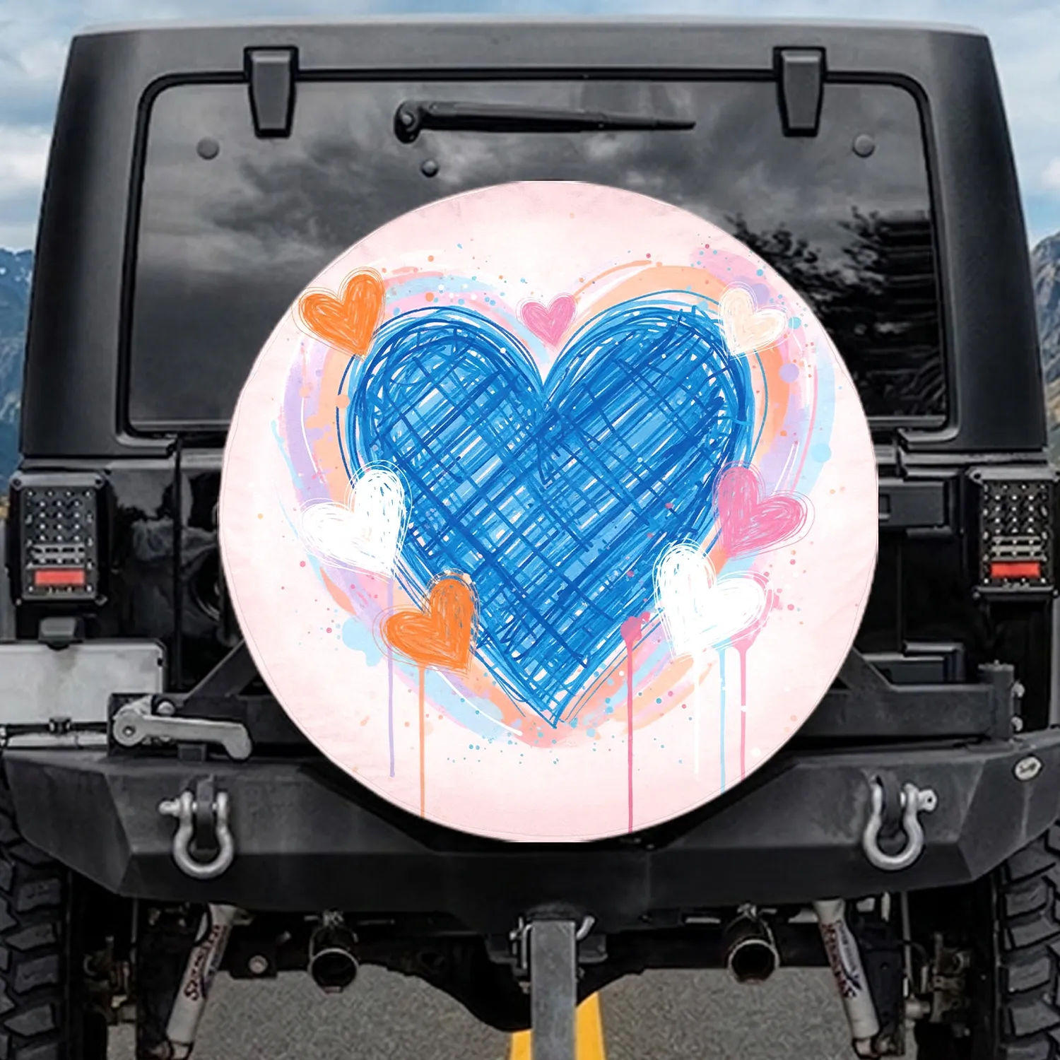 Layered Hearts Splashes Drips Home Decor Gift Spare Tire Cover - 1