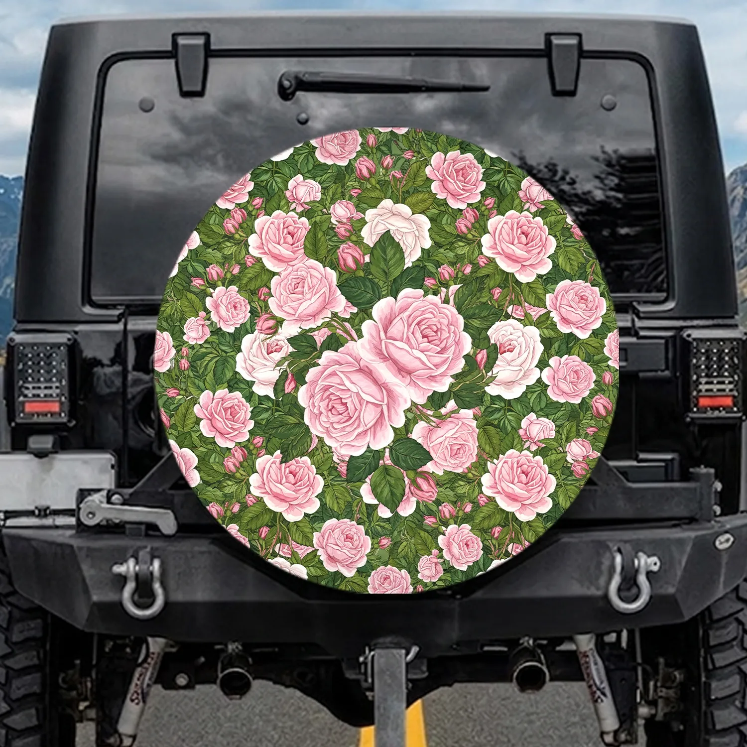 Pink Cabbage Roses Floral - Home Decor Gift for Garden Lover Spare Tire Cover - 1