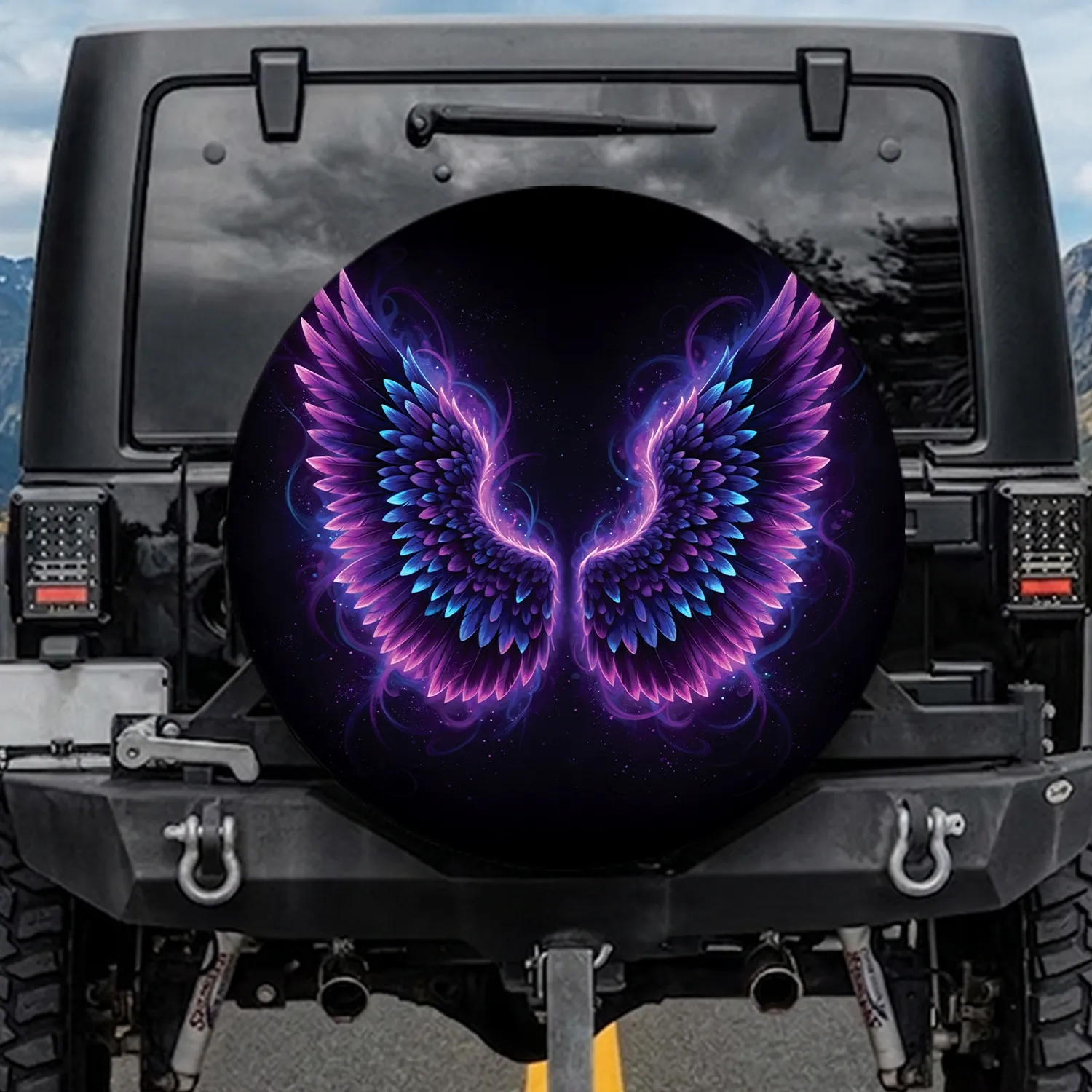 Open Symmetrical Feather Wings Mystical Home Decor Gift Spare Tire Cover - 1