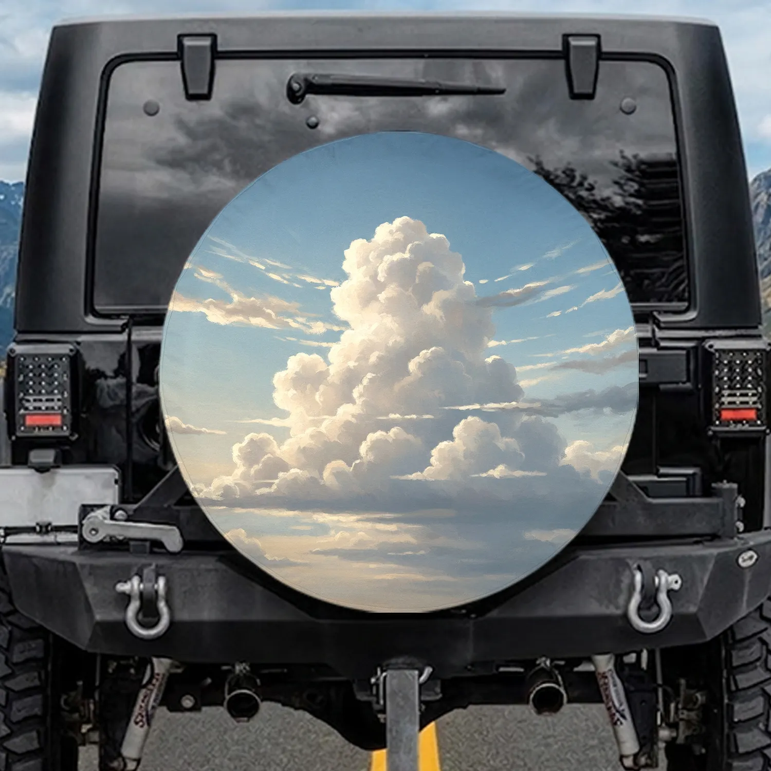 Fluffy Cumulus Clouds Serene Sky Outdoor Travel Gift Spare Tire Cover - 1