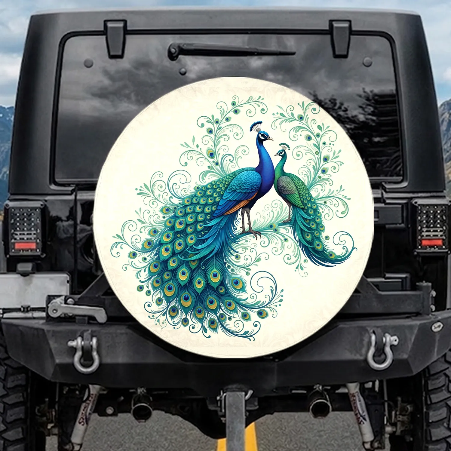 Peacock Peahen Eye-spot Feathers - Wildlife Lover Gift Spare Tire Cover - 1