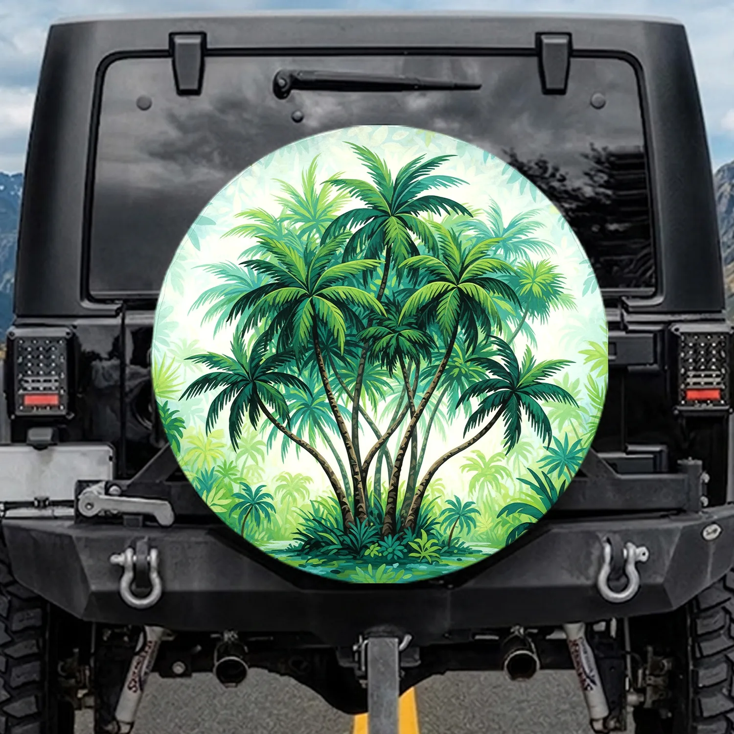 Tropical Palm Trees Fronds - Beach House Lifestyle Gift Spare Tire Cover - 1