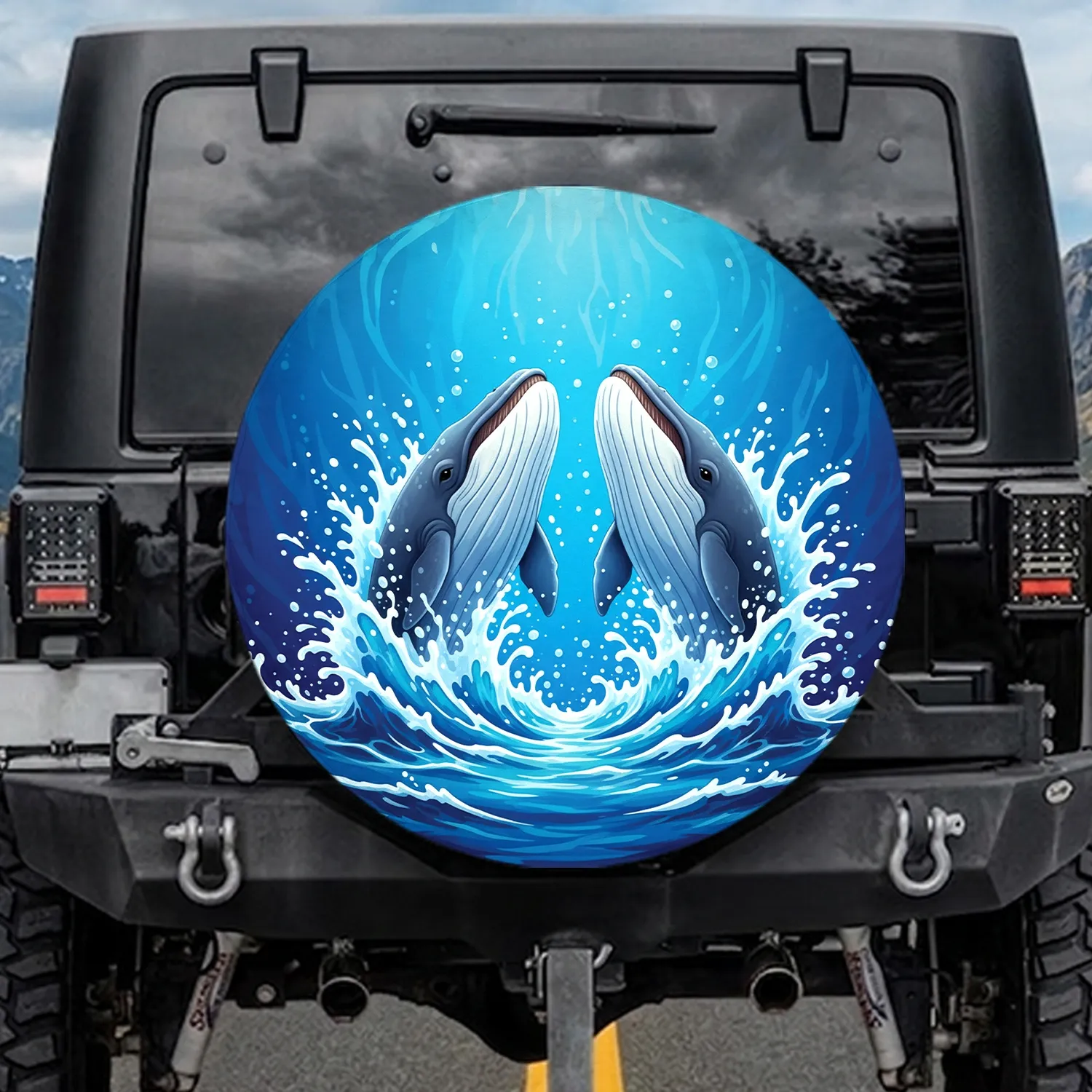 Whales Water Splashes - Wildlife Lover Travel Gift Spare Tire Cover - 1