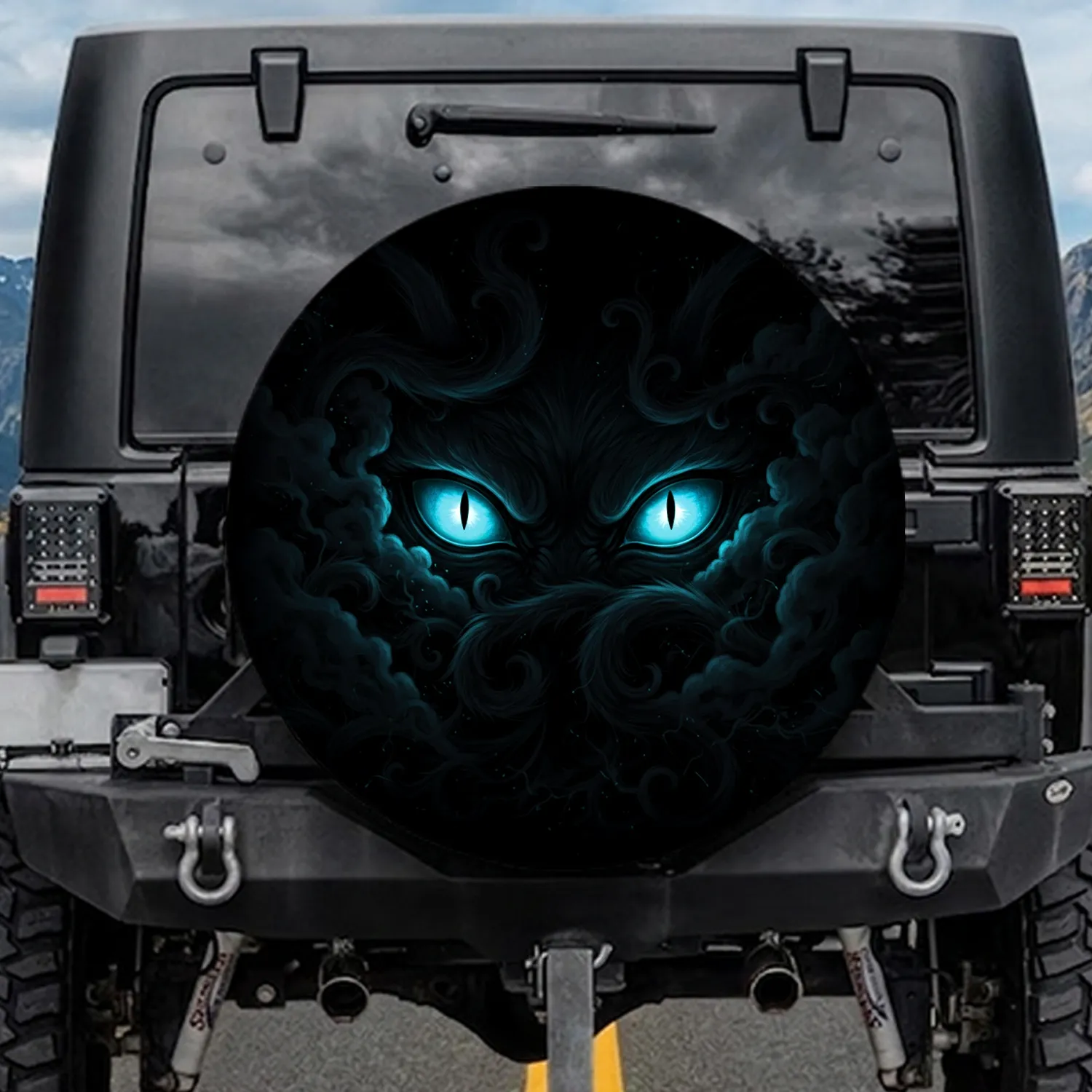 Piercing Glowing Monster Eyes Reptilian Feline - Horror Lover Gift Spare Tire Cover - 1