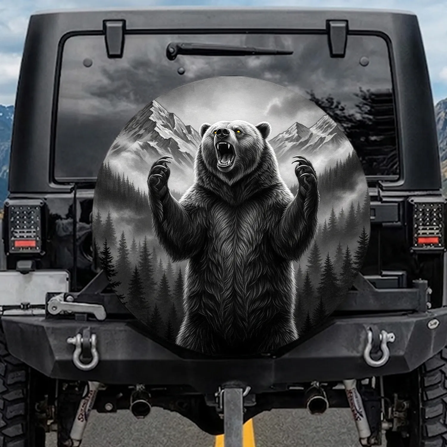 Powerful Roaring Grizzly Bear Claws Mountain Forest Wilderness - Wildlife Lover Gift Spare Tire Cover - 1