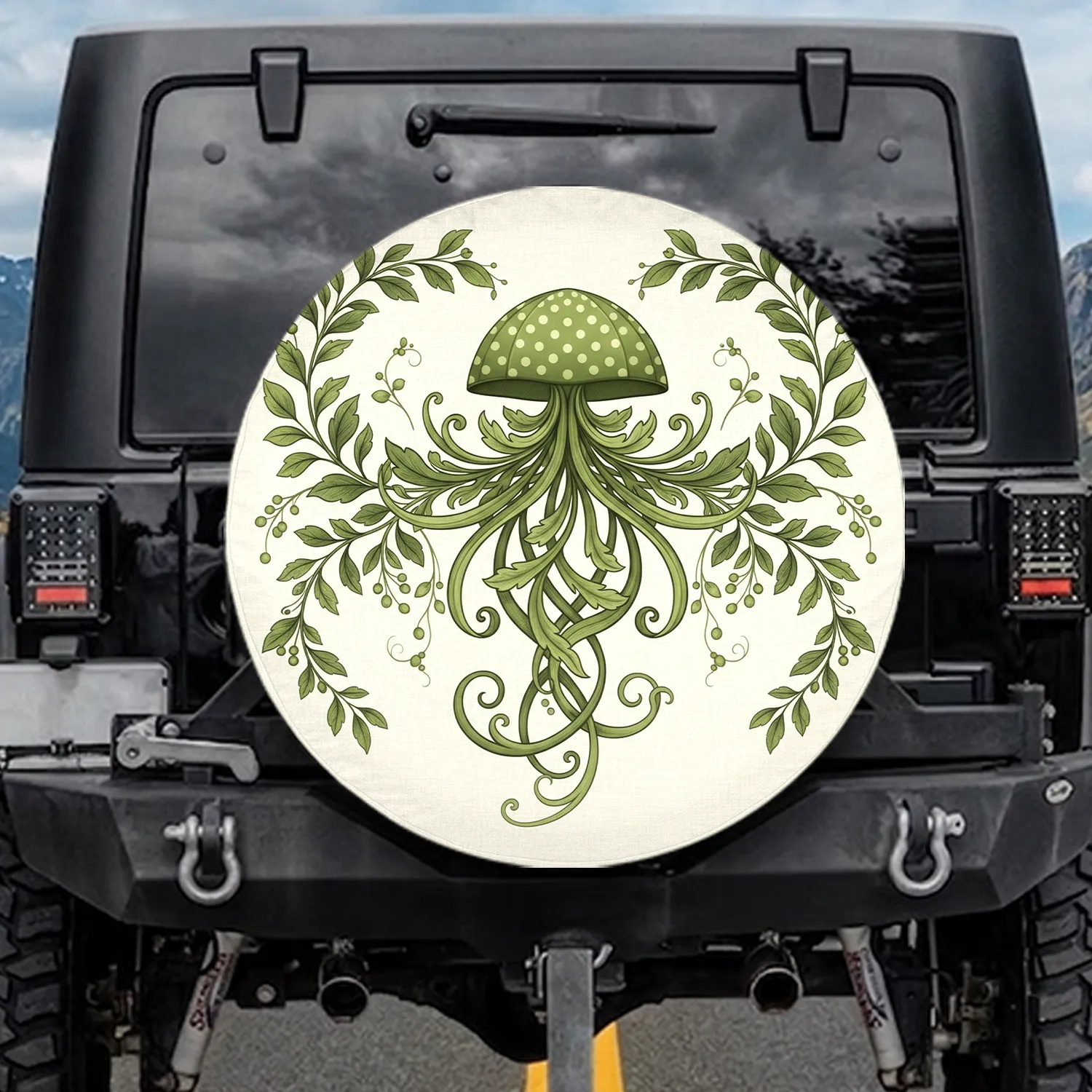 Domed Botanical Foliage Vine Berry Cluster - Home Decor Gift Spare Tire Cover - 1